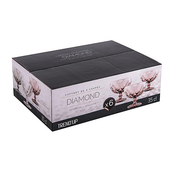 Boite de 6 coupes de glace Diamond 35 cl rose