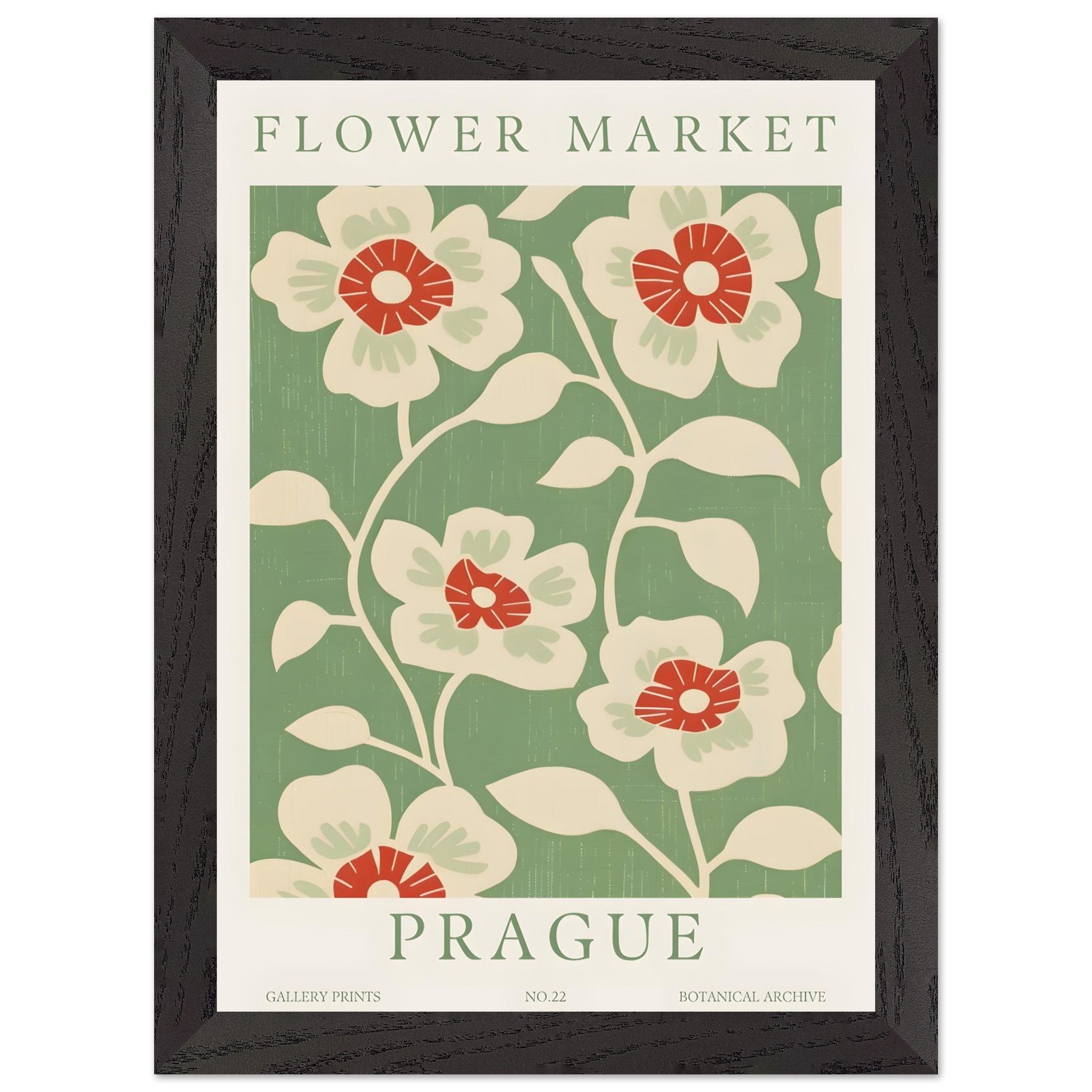Artfulprints Poster met Lijst Flower market - Prague I  - A4 21x29.7 cm - Meerkleurig