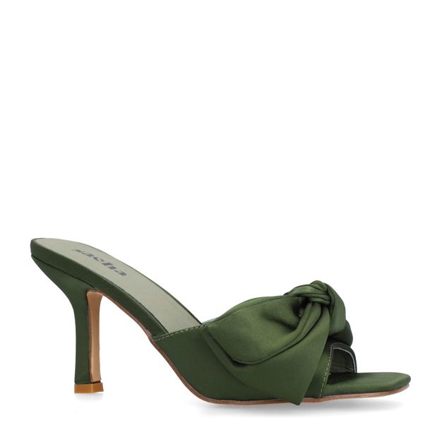 Groene muiltjes met hak en strik