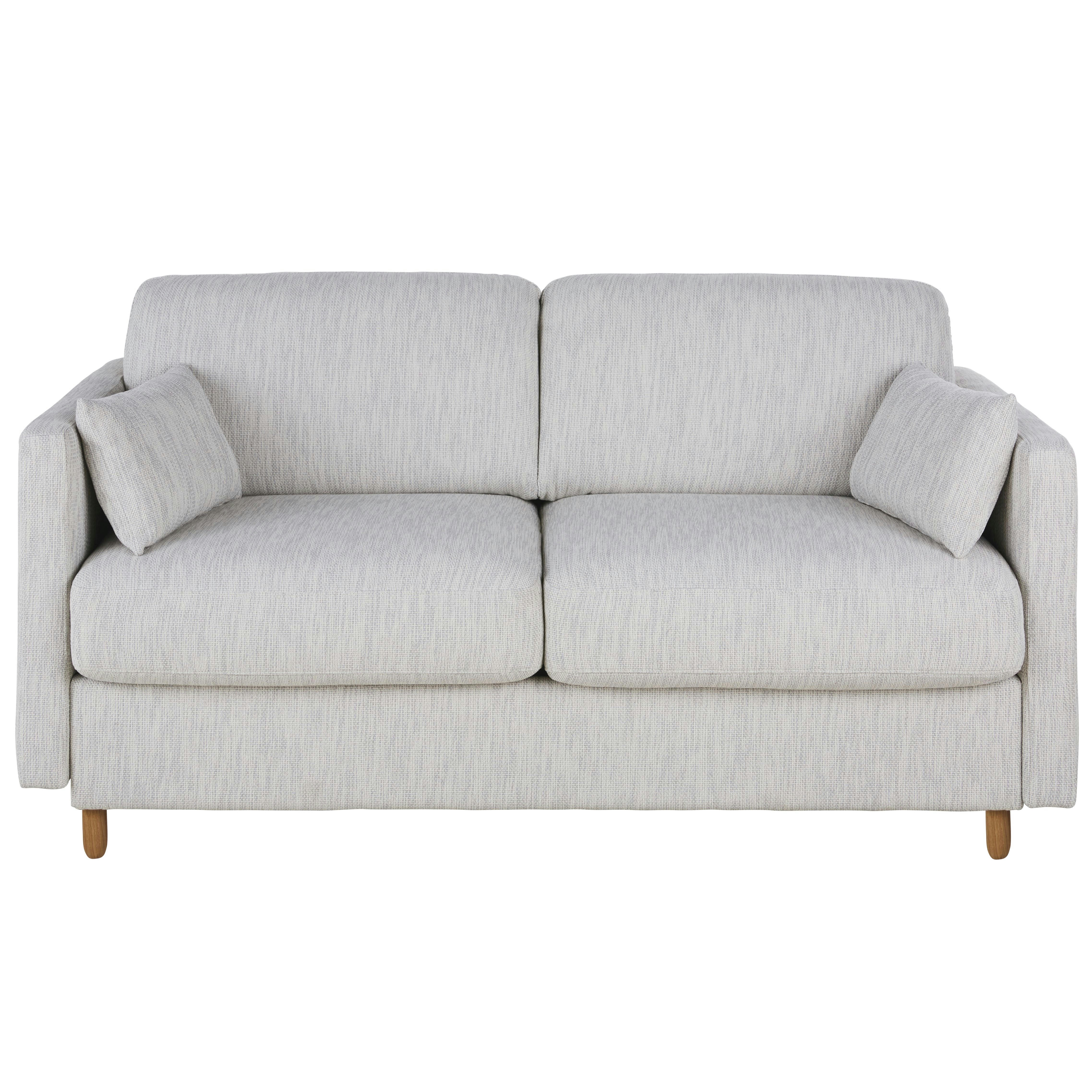 Julian - Canapé convertible 2/3 places en textile recyclé gris clair chiné, matelas 10 cm