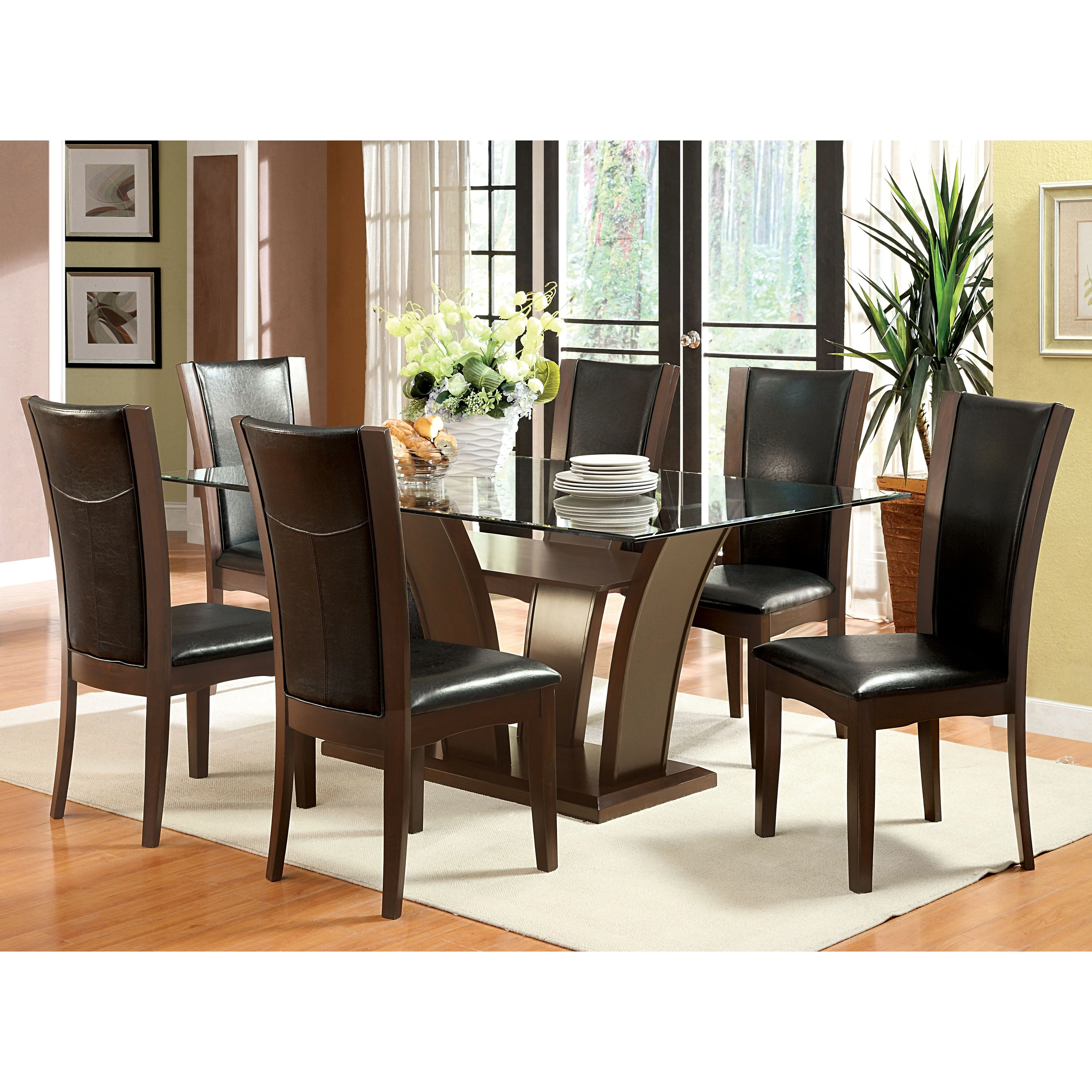 Bind Contemporary Solid Wood Open-Shelf 7-Piece Dining Table Set by Furniture of America