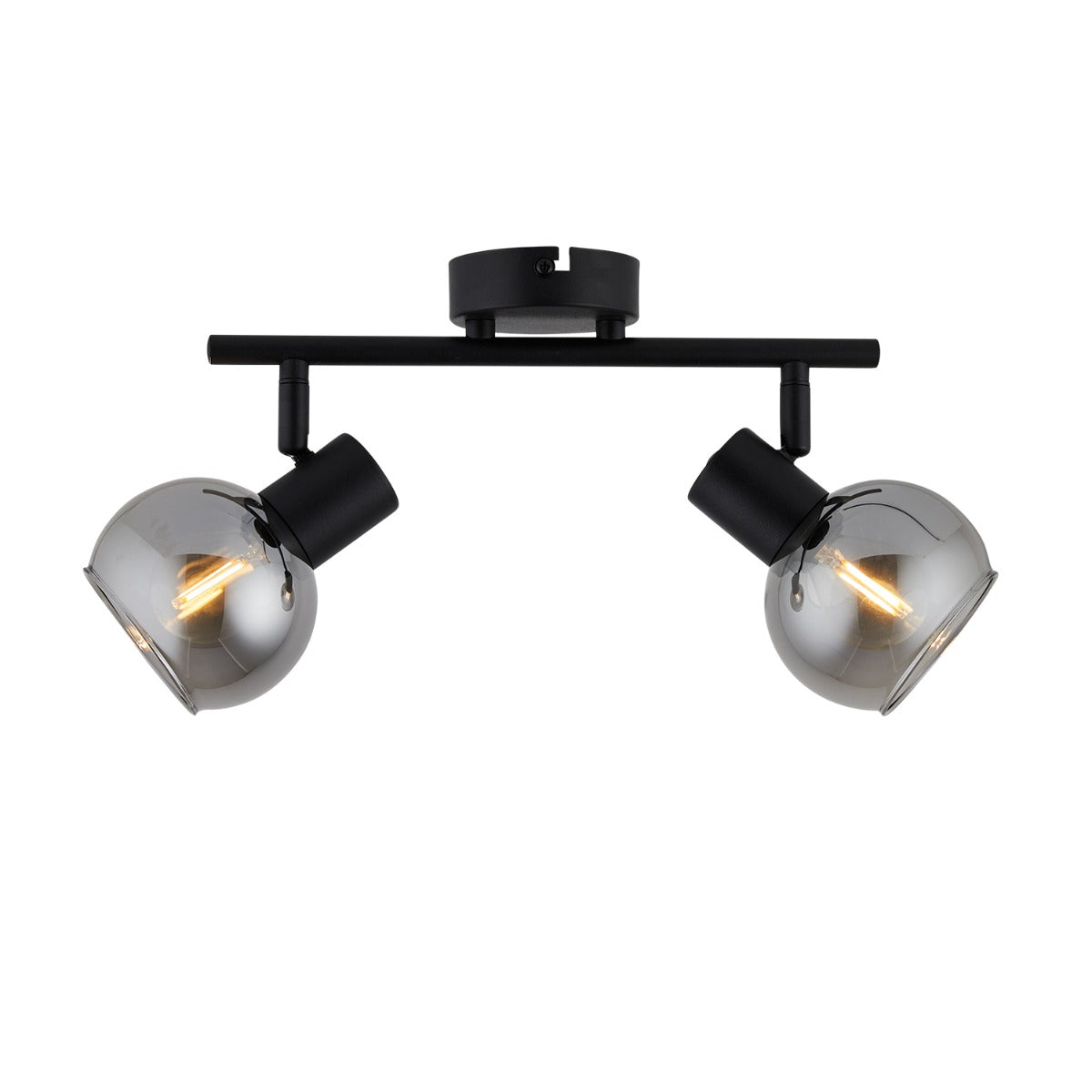 Lighto | Plafondspot zwart met smoke glas 2-lichts | Juna