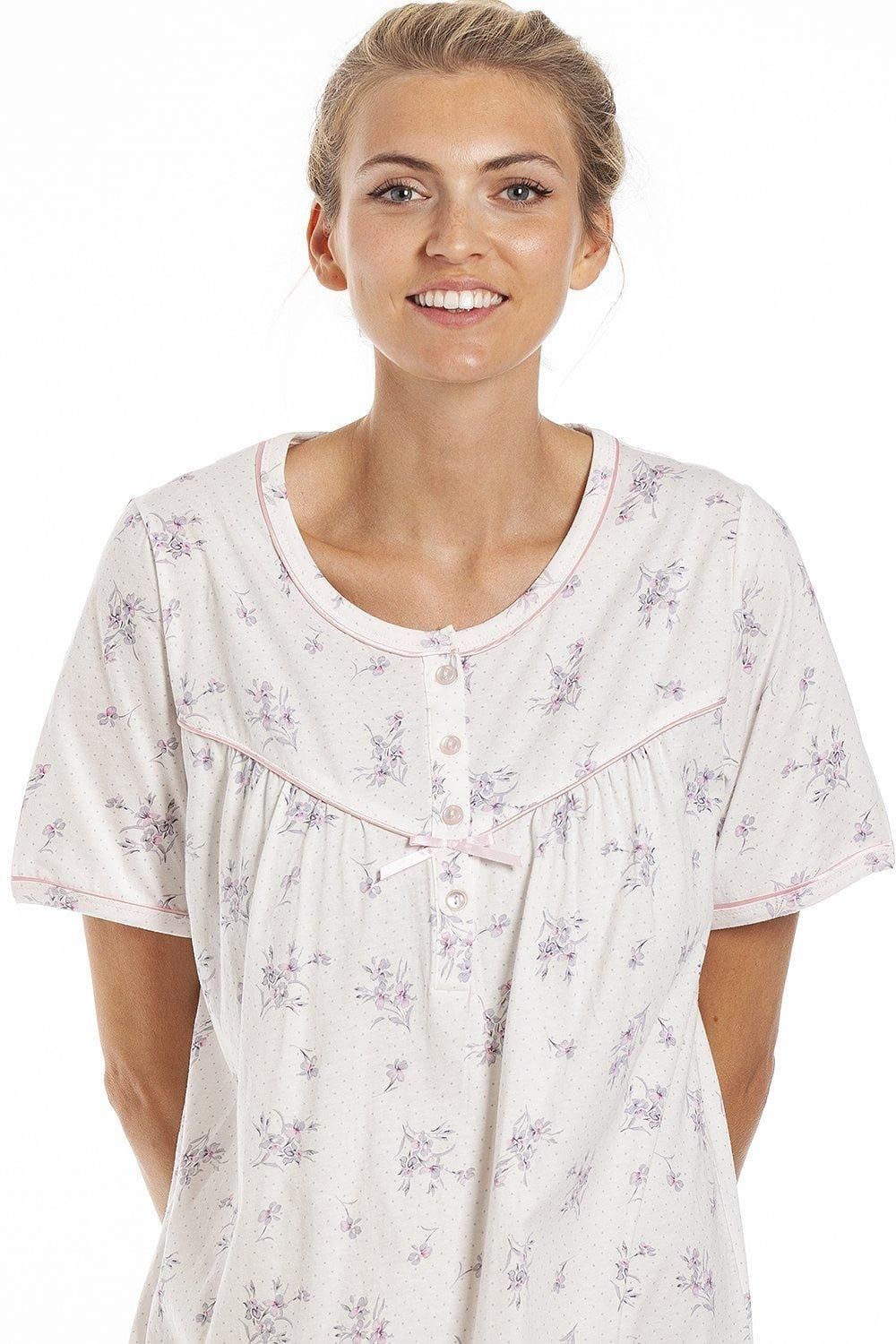 Camille Classic Floral Dot Print Jersey Nightdress