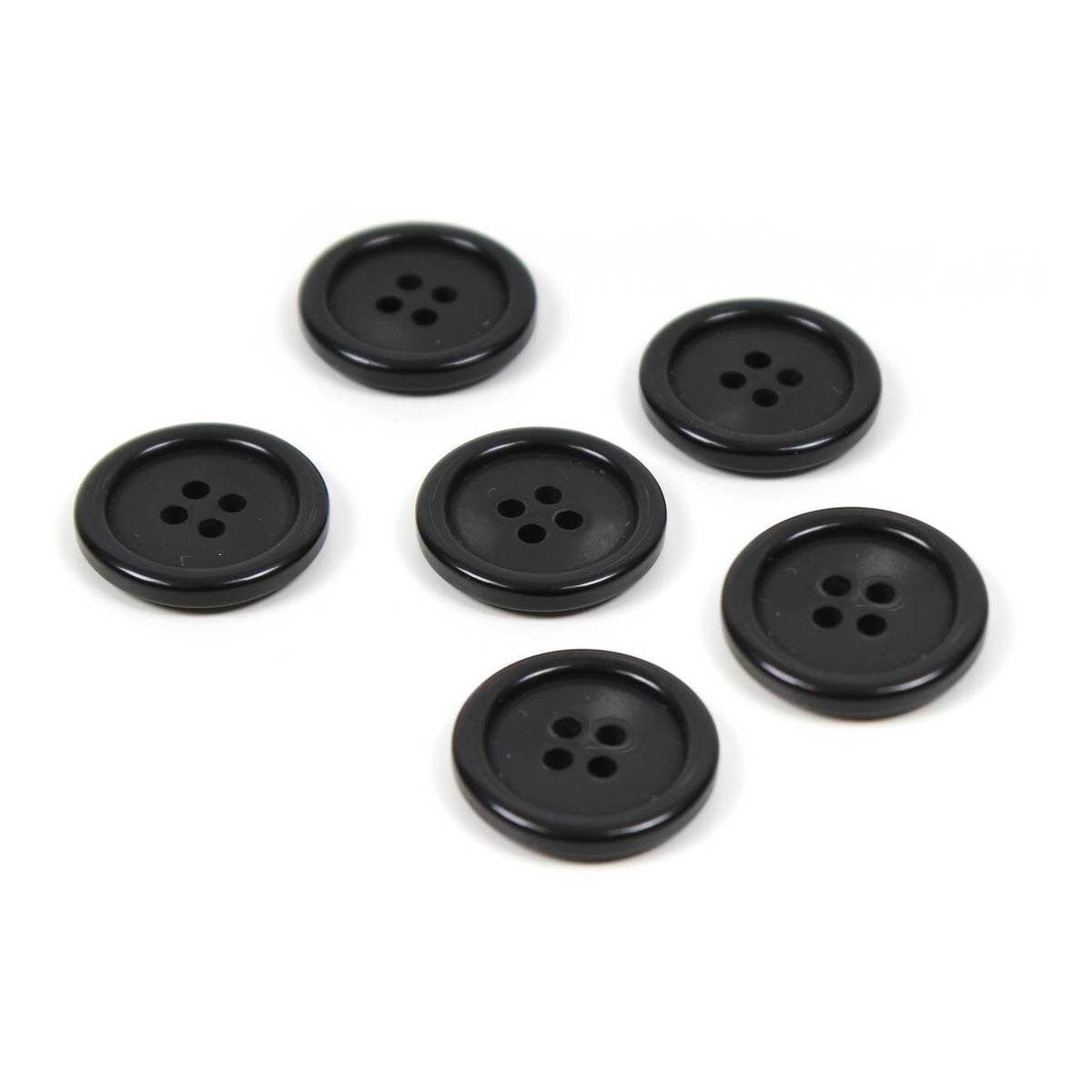 Hemline Black Basic Jacket Button 6 Pack