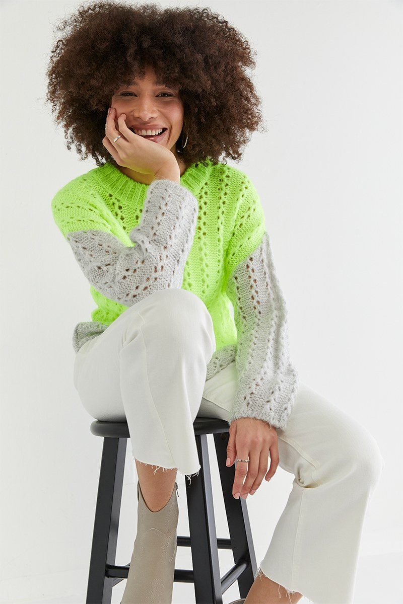 Lillie Pointelle Color Block Pullover