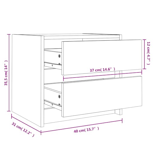 NNEVL Bedside Cabinet White 40x31x35.5 cm Solid Wood Pine