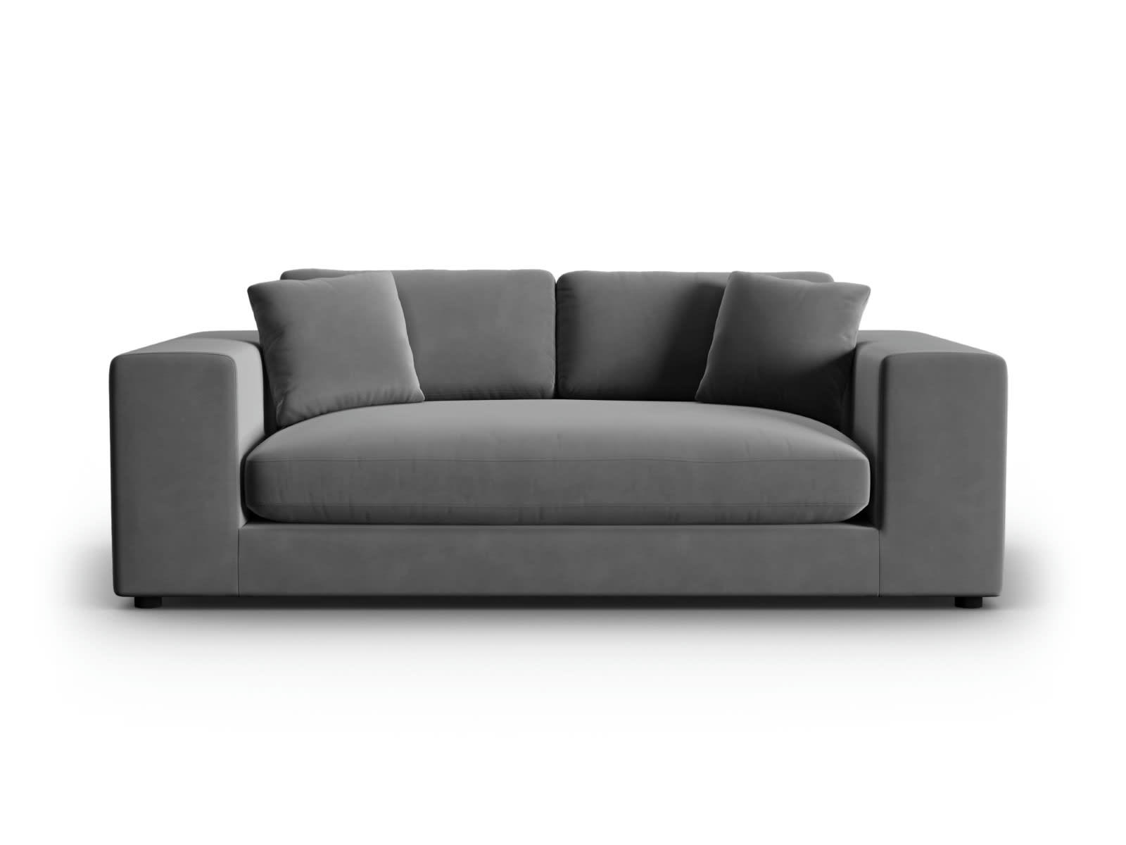 TENDANCE - Canapé 3 places en Velours Gris