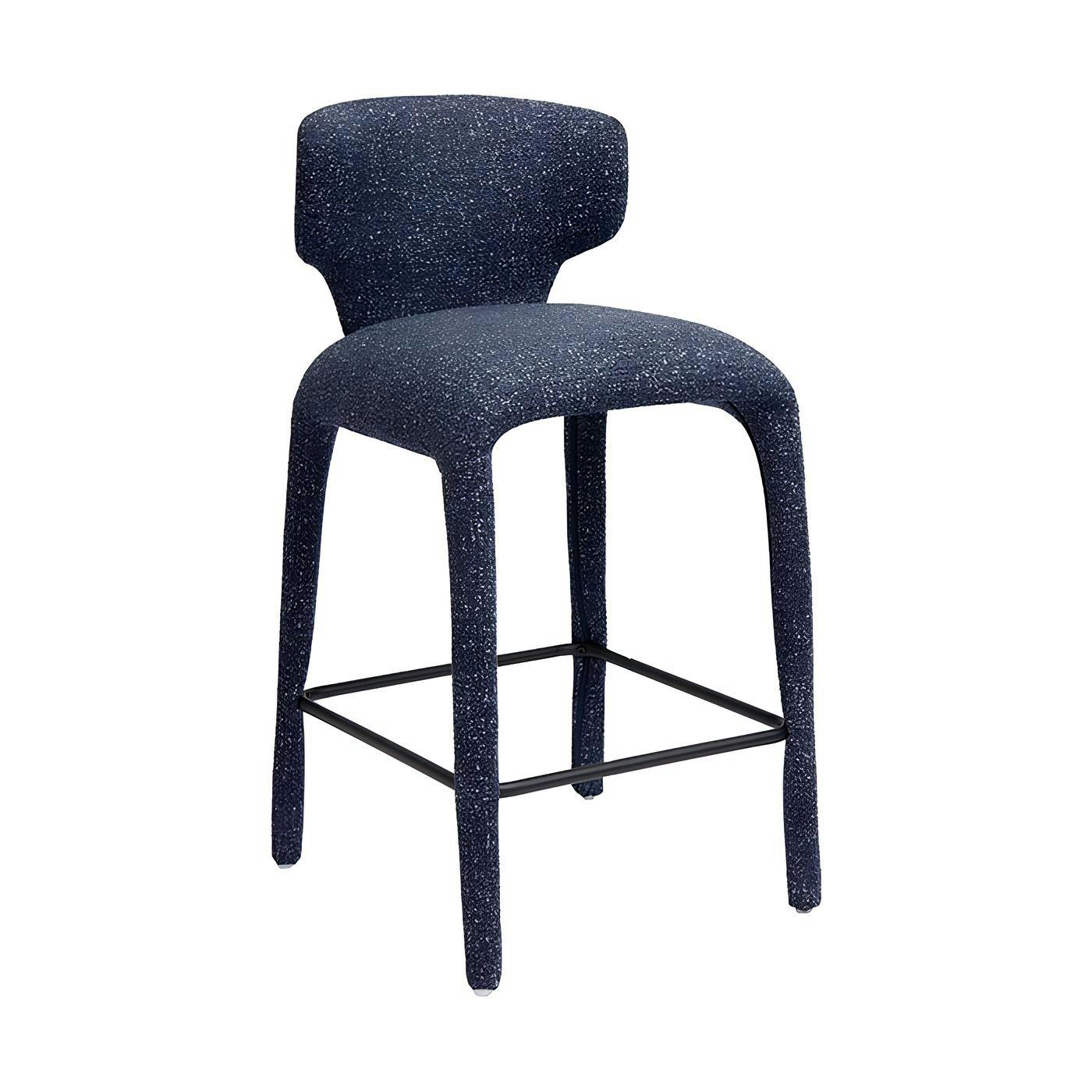 Tabouret de bar design en tissu bleu avec dossier (x2) TULSA