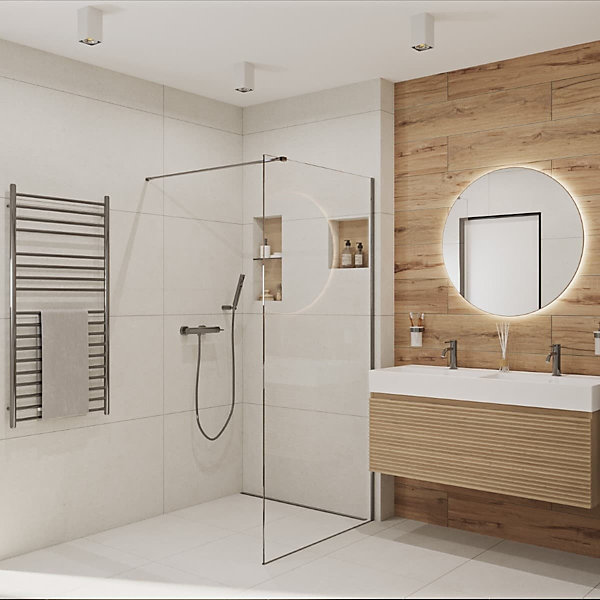 Miroir rond LED Project 80x80 cm. Avec capteur tactile   film chauffant anti-buée   protection humidité (IP44)