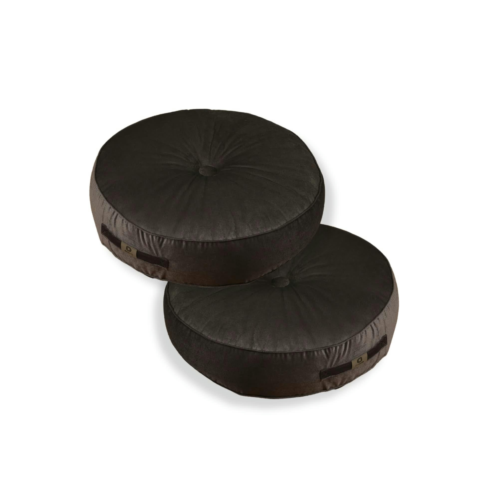 - Pouf en velours diamètre 50 lot de 2 - gris foncé