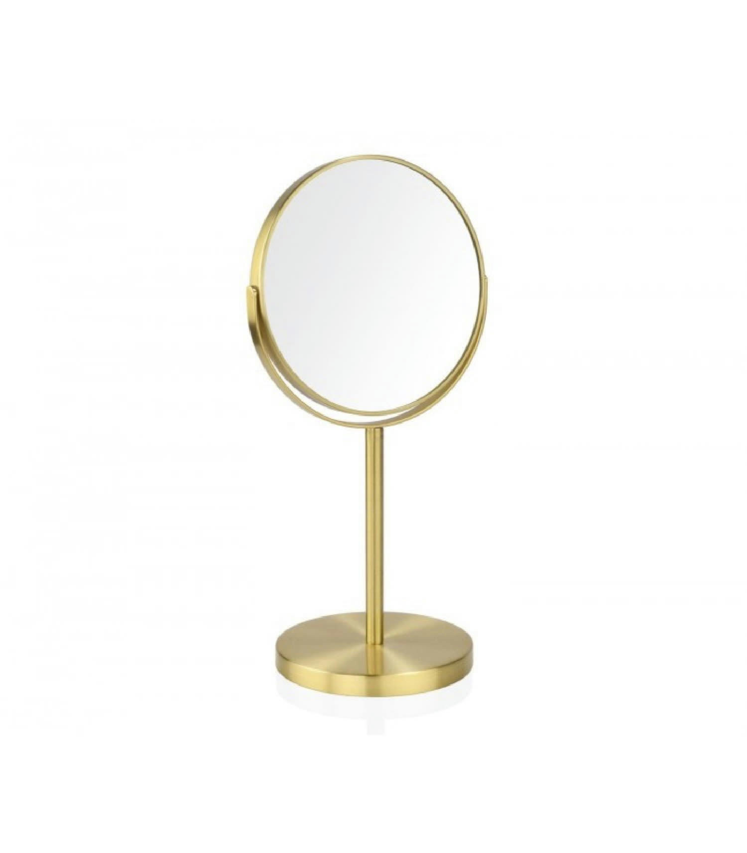 OR - Miroir grossissant (x5) double face en métal doré D25