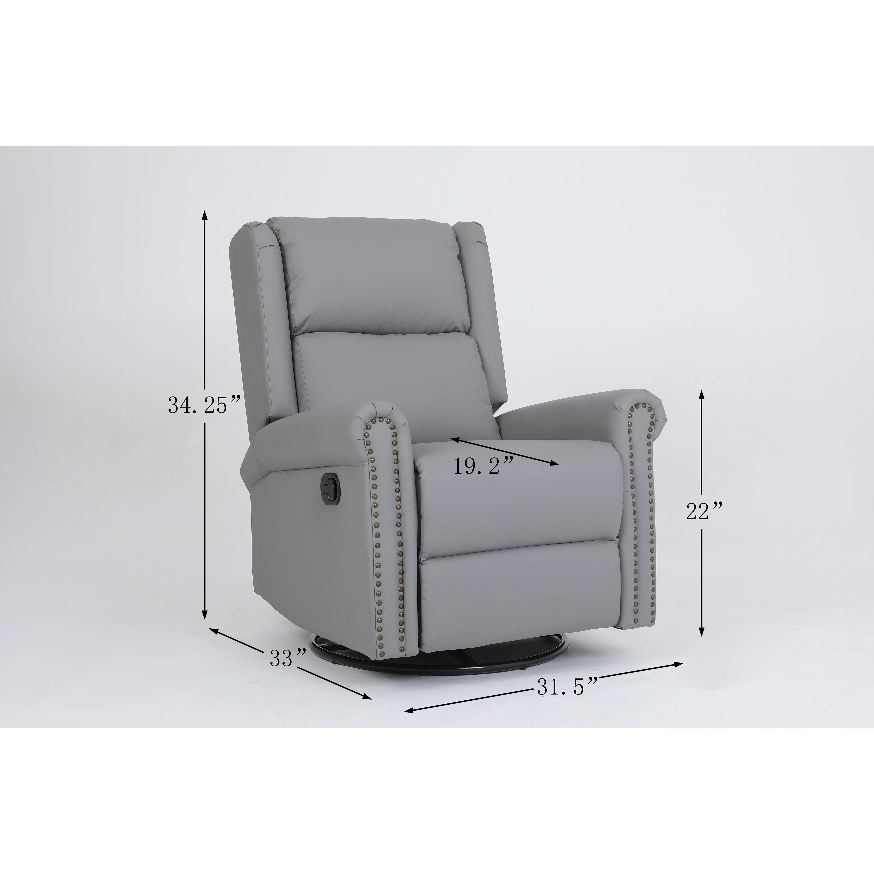 Ergonomic Swivel Rocker Recliner Chair with USB/Type-C Ports, Curved Backrest and Lumbar Cushion, 270° Rotation