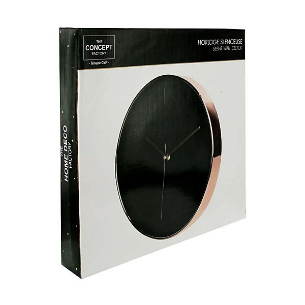 Horloge ronde noire et cuivrée 30.5 cm