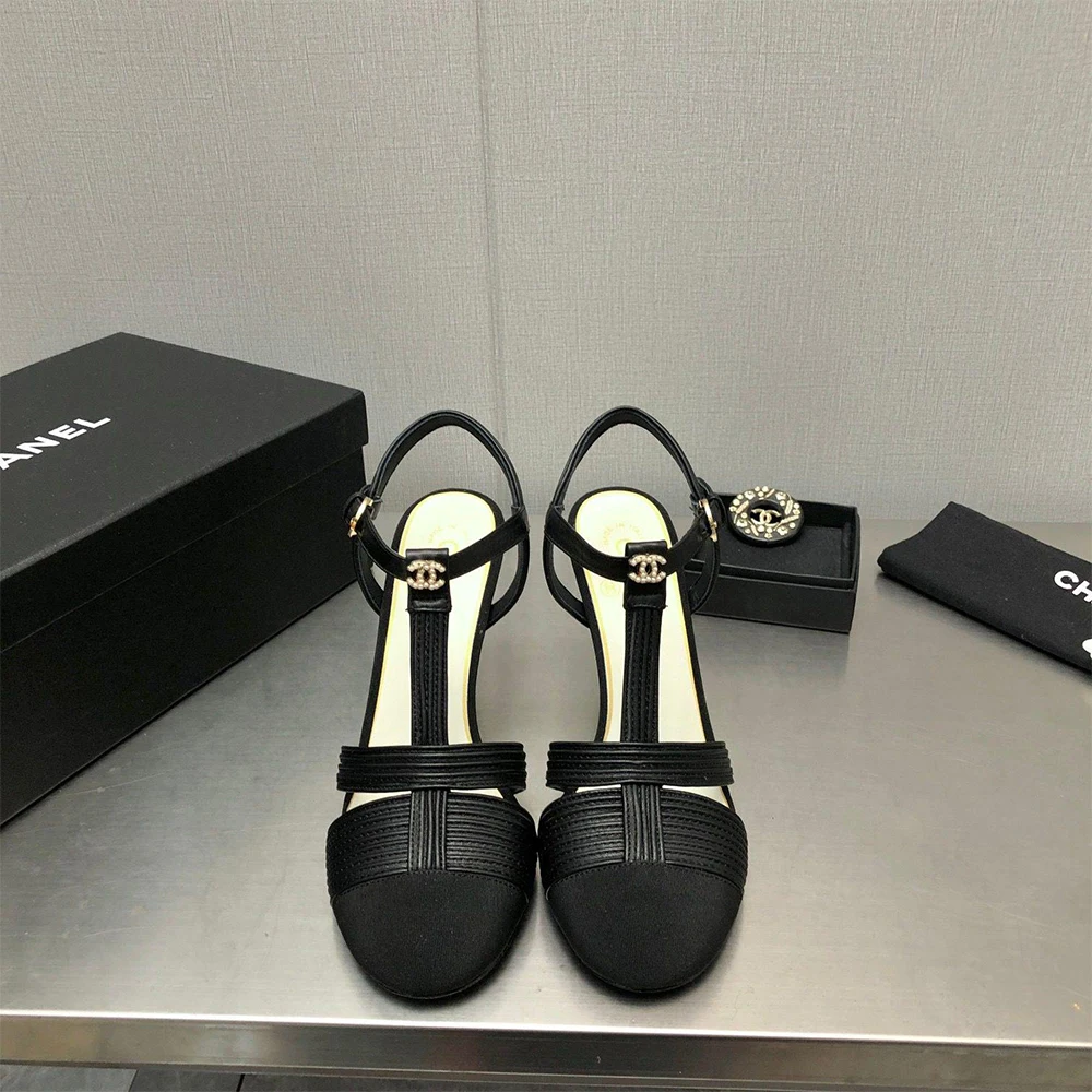CHANEL C buckle Rhinestone High Heels