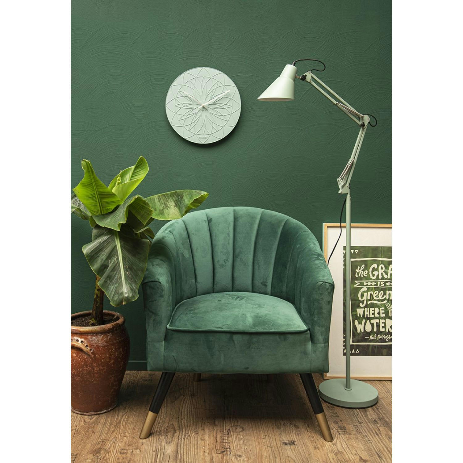 ROYAL - Fauteuil effet velours vert