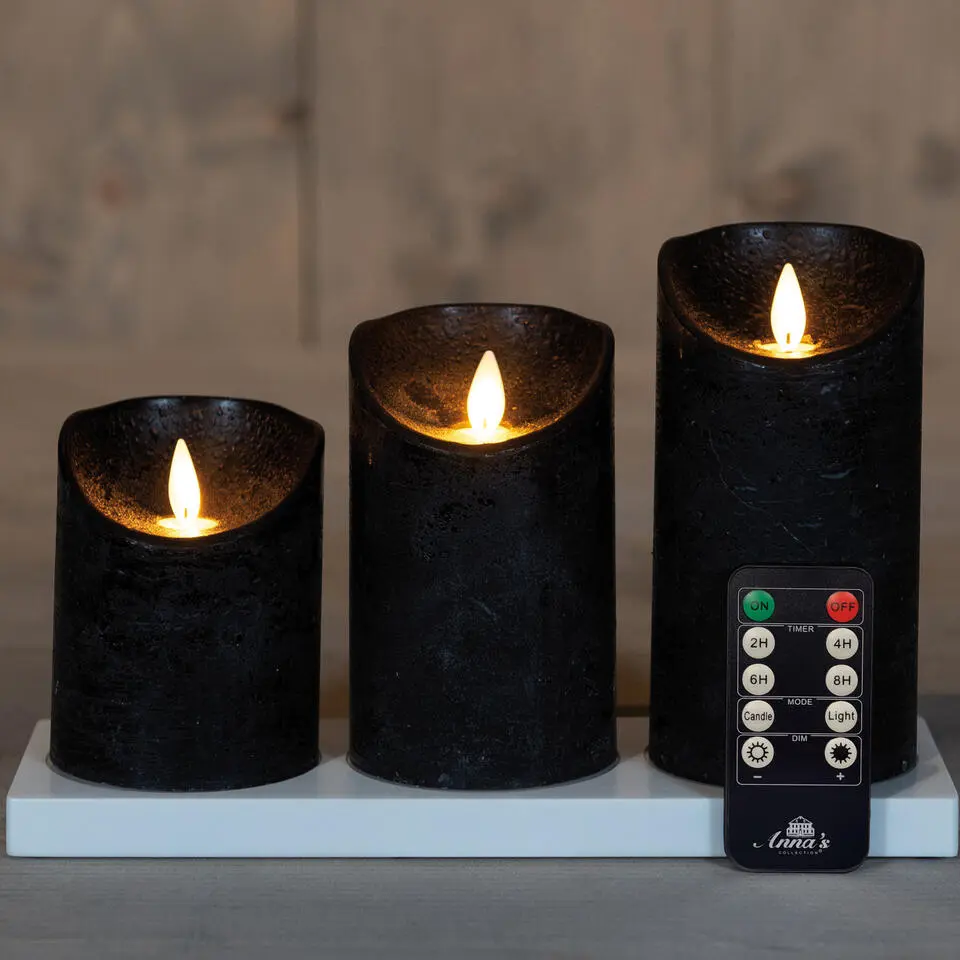 Anna's Collection Anna's Collection LED kaarsen - 3x - zwart