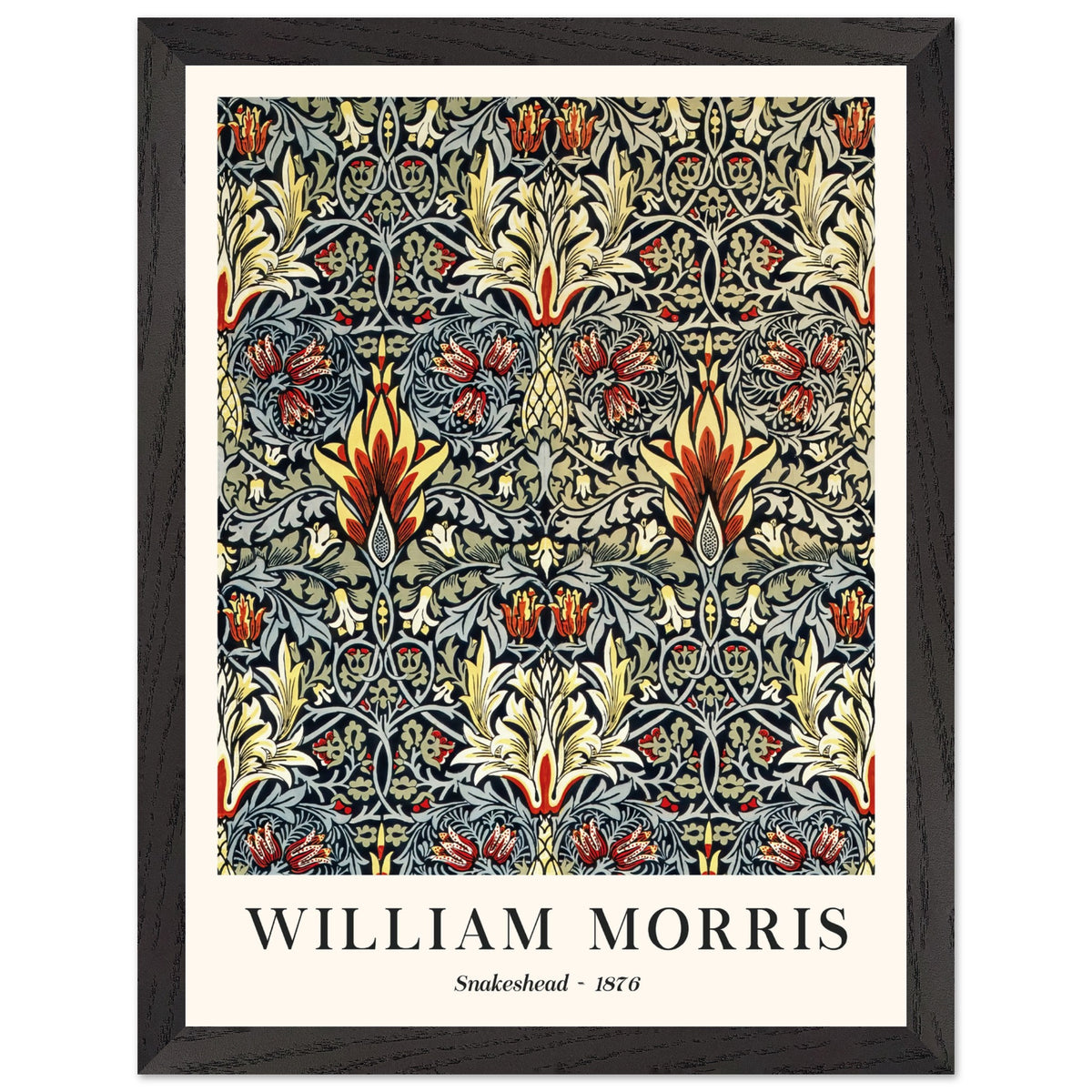 Artfulprints Poster met Lijst William Morris - Snakeshead 1876  - 30x40 cm - Blauw