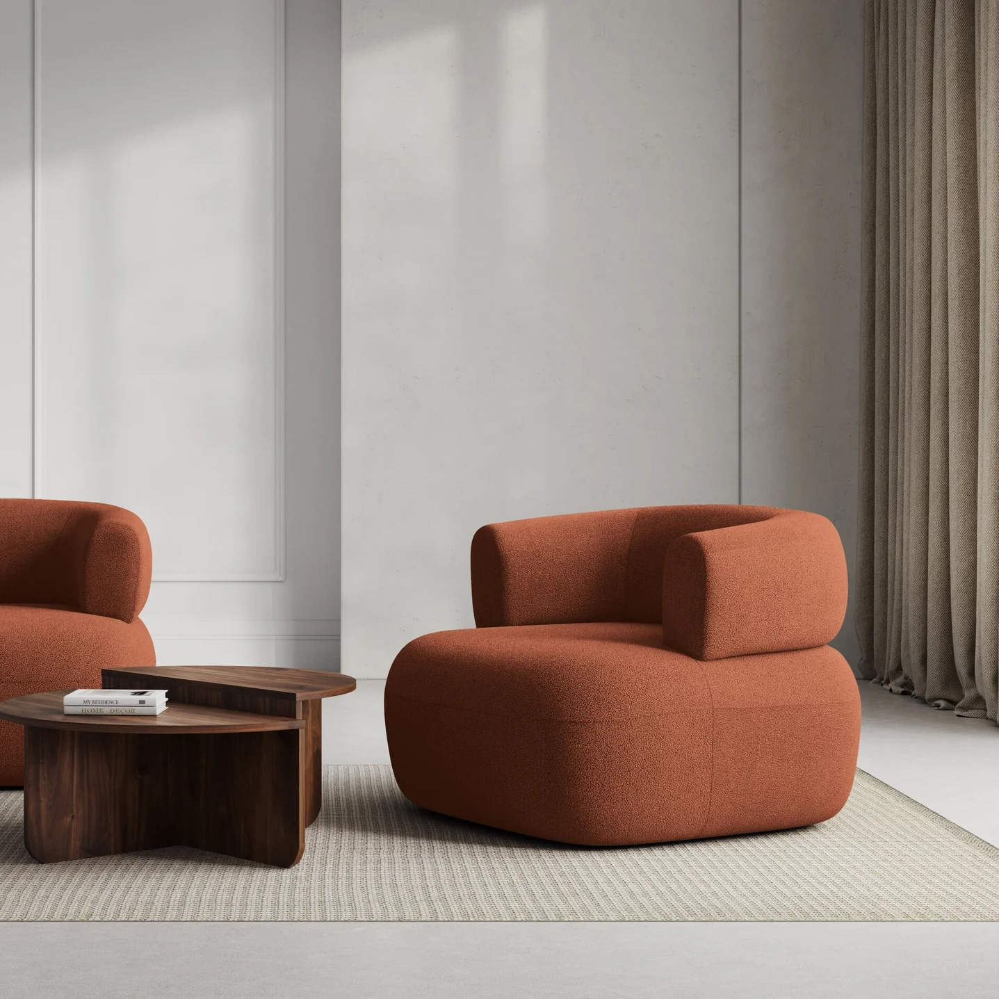 Micadoni Home Jenny Fauteuil Bouclé - Steenrood