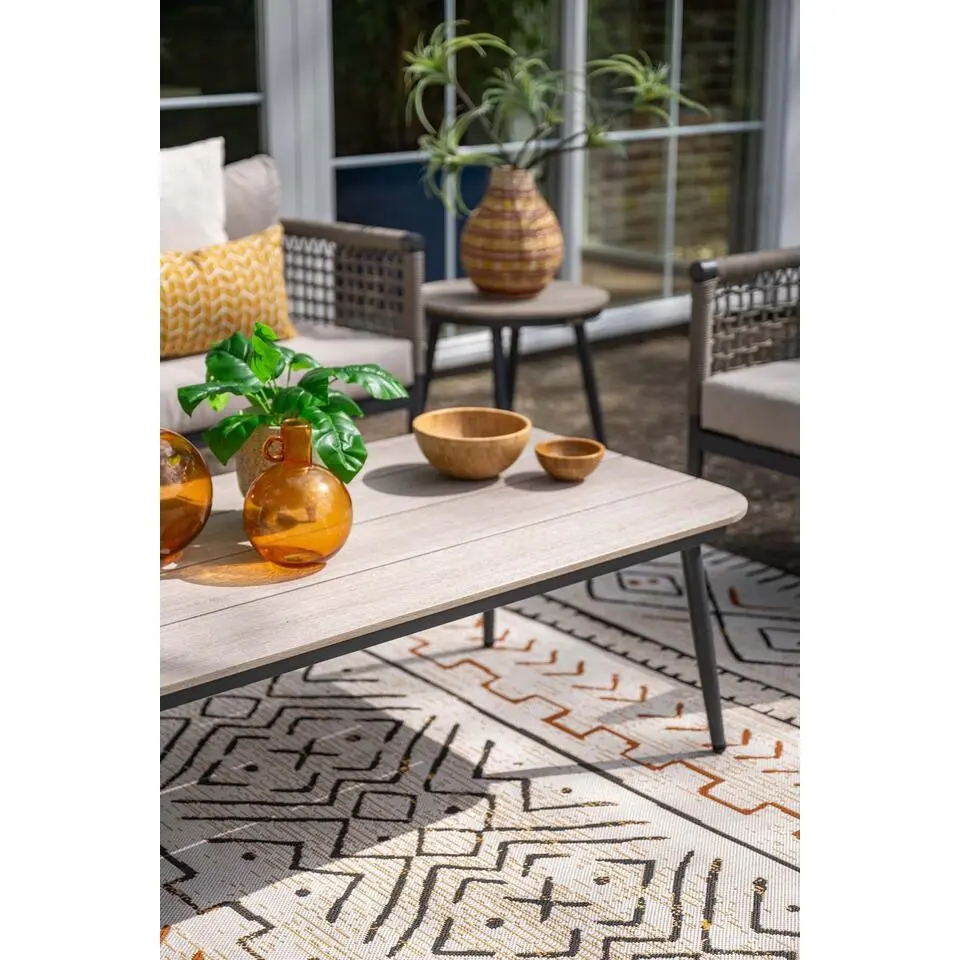 Teramon lounge tafel - 130x70 cm - c.black - light teak Vironwood