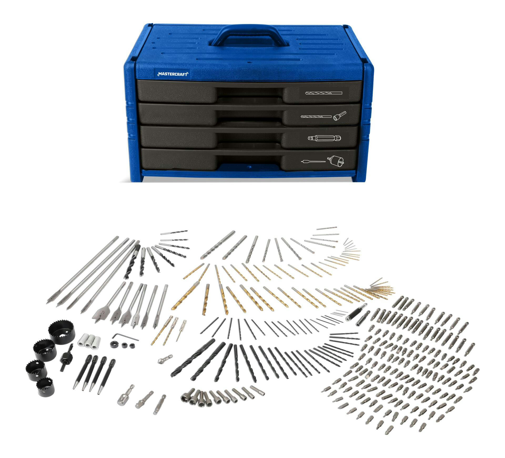 Mastercraft Titanium-Coated Screw Driver Drill Bit Set, 304-pc