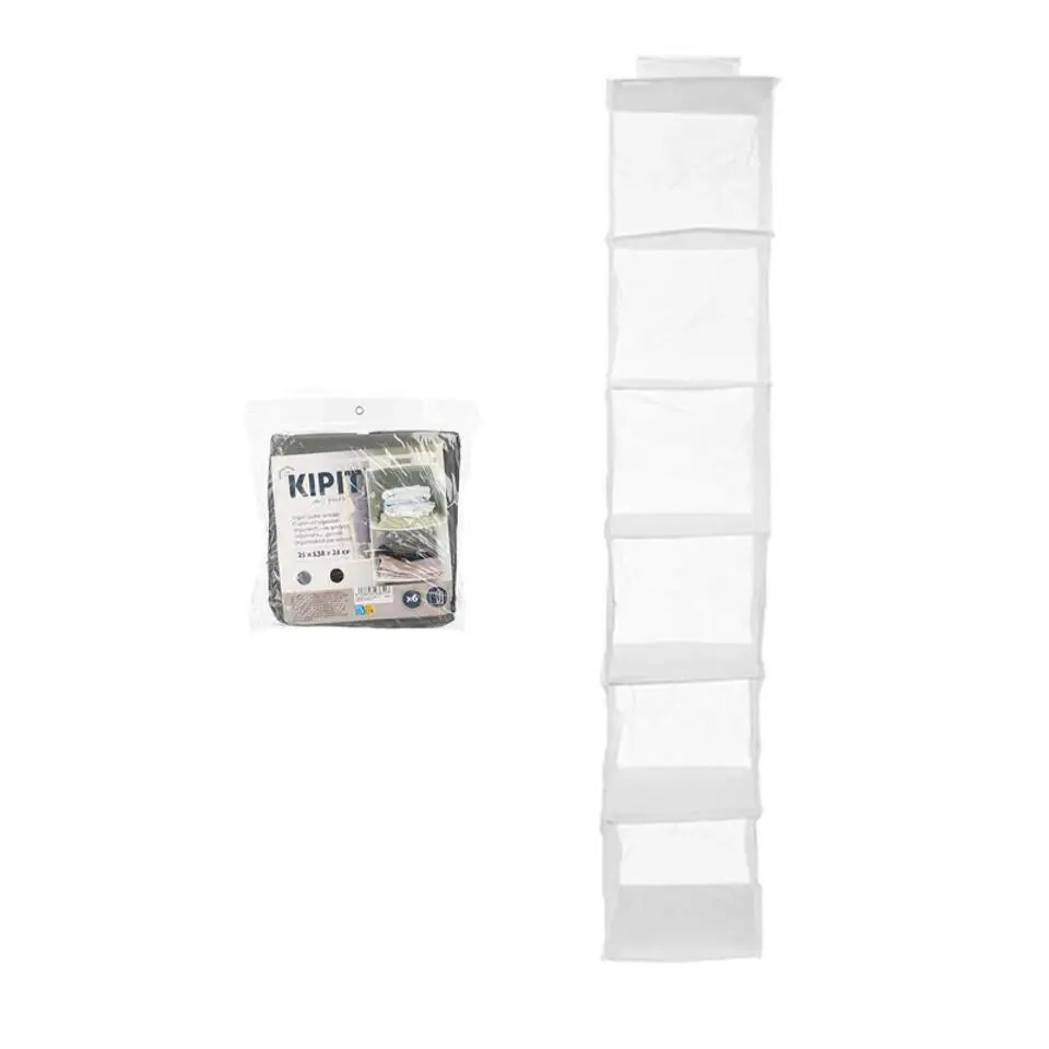 Kipit Kledingkast organizer - 6 vaks - wit - 25 x 25 x 138 cm