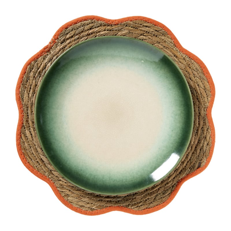 Placemat zeegras bloem - oranje