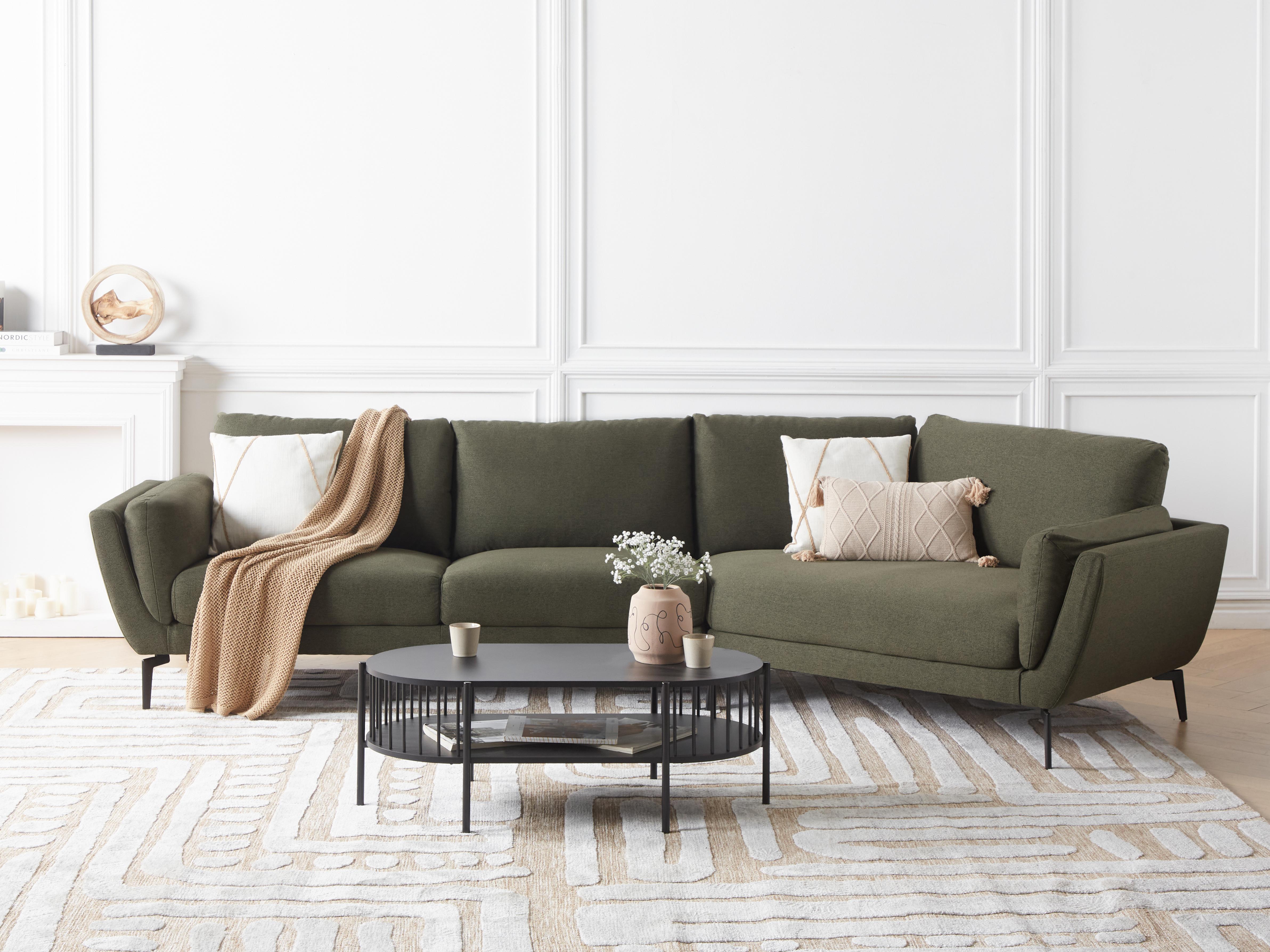 Sofa 3 Seater KANSSELI Fabric Dark Green