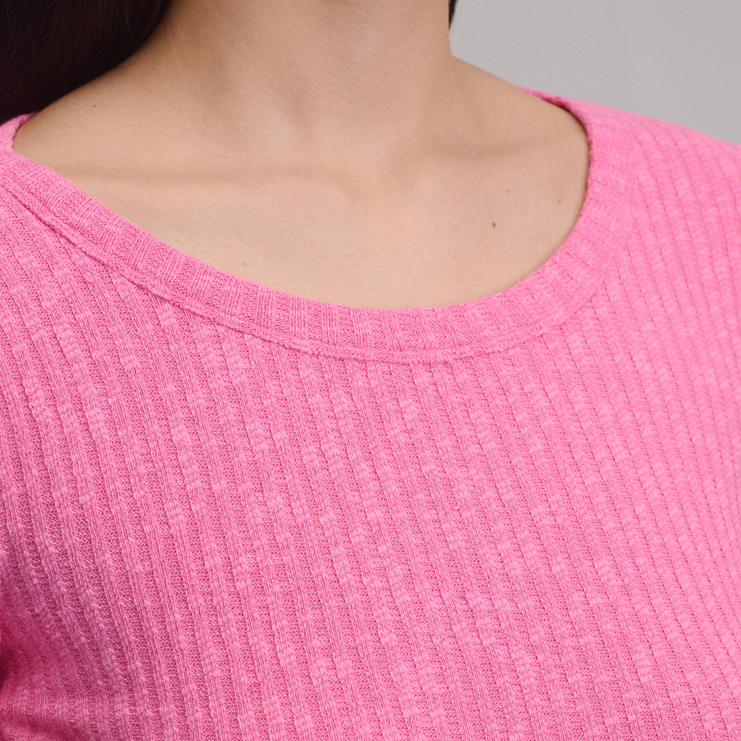 Women's Long-Sleeve Hacci Ribbed Top