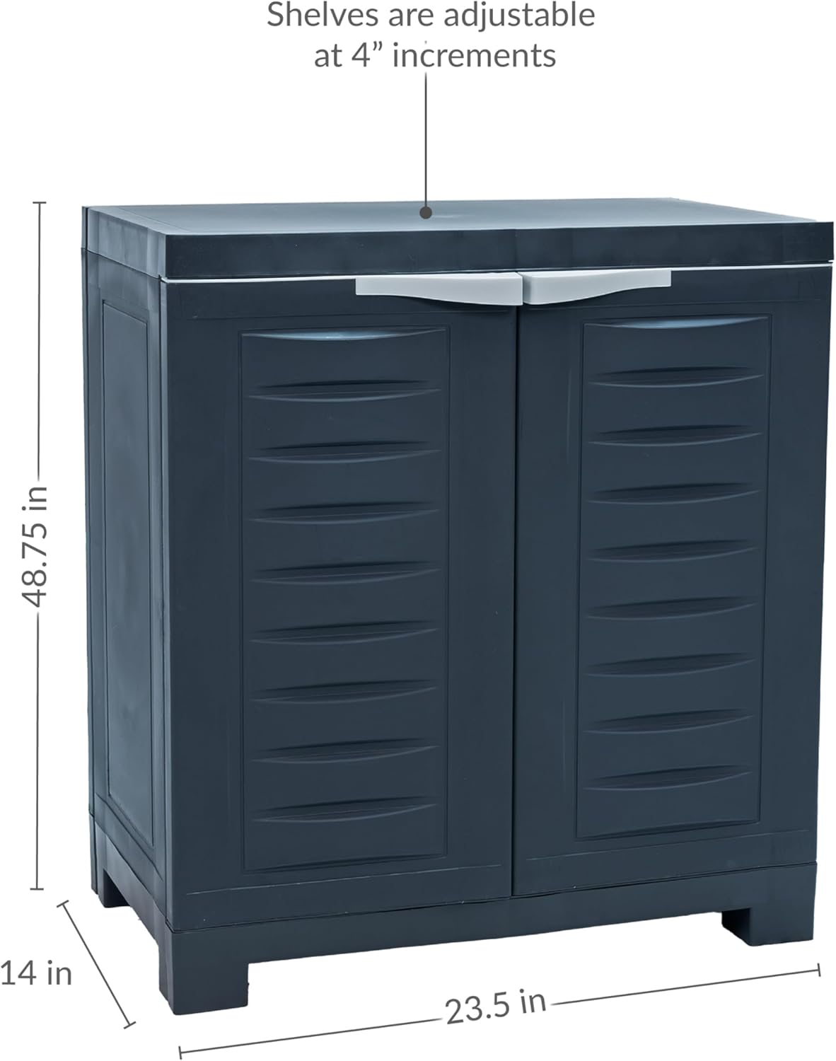 Sunnydaze 25.5 H Resin Garage Storage Cabinet - Garage Cabinet with Adjustable Shelf - Freestanding Utility Storage for Laundry Room, Office, Basement - Charcoal
