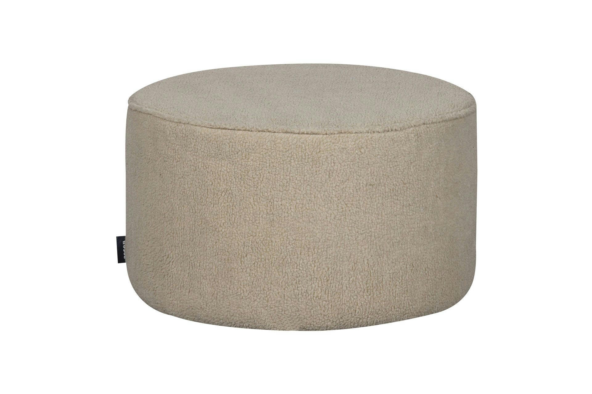 SARA - Pouf rond en velour blanc cassé