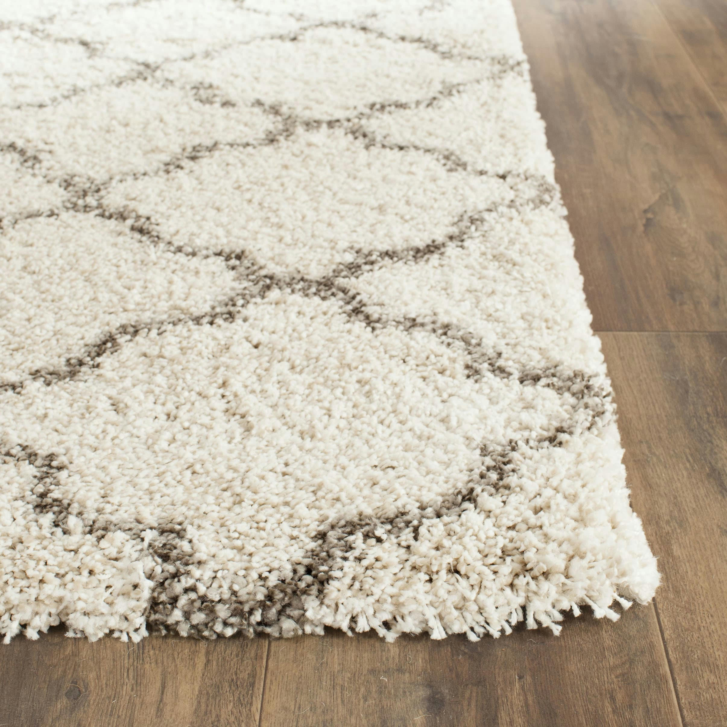 HUDSON SHAG - Tapis de salon interieur en ivoire & gris, 155 x 229 cm