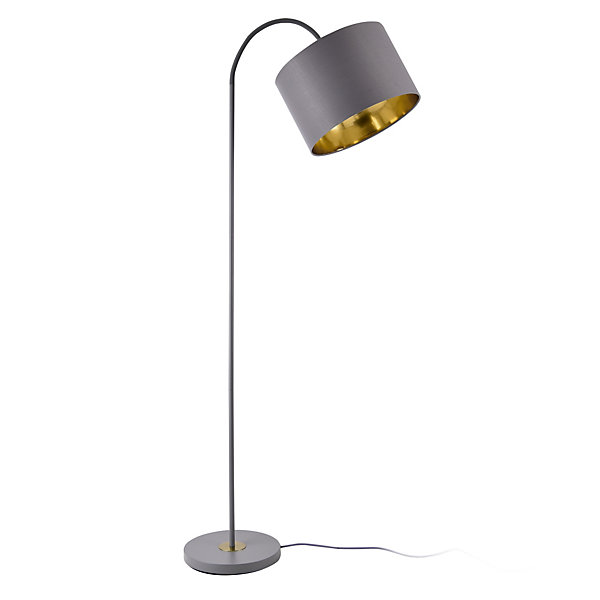 Lampe Sur Pied Design Lampadaire Moderne Stylé Abat-jour Inclinable Métal Textile E27 173 Cm Gris lux.pro