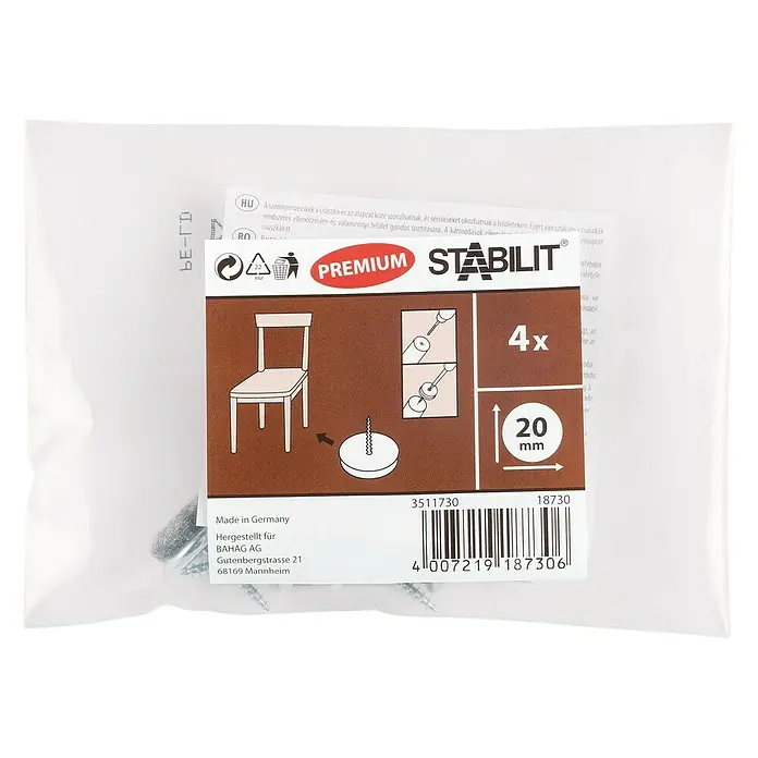 MØBELKNOTTER STABILIT MED SKRUE 20MM 4STK