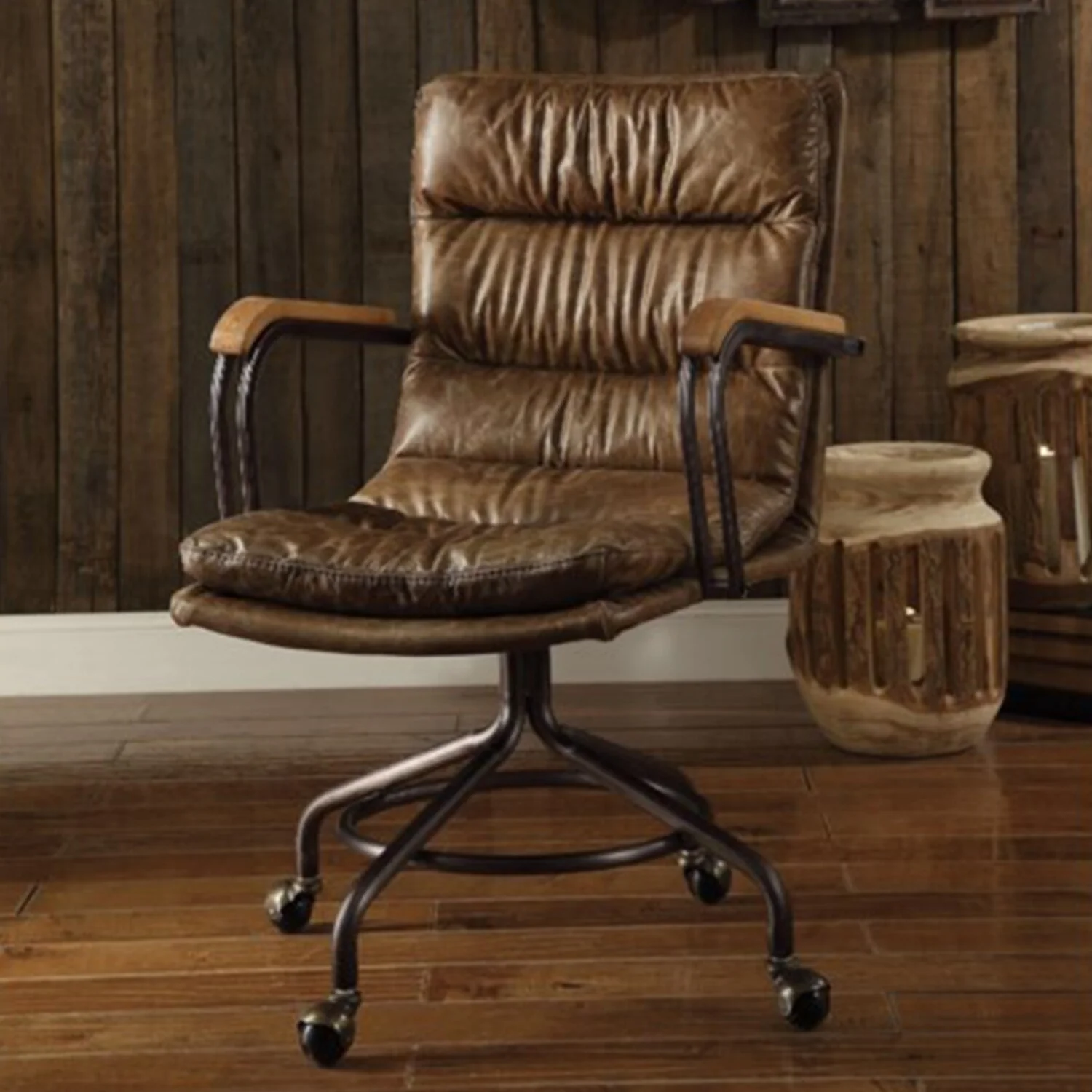 22 X 26 X 36 Vintage Whiskey Top Grain Leather Office Chair