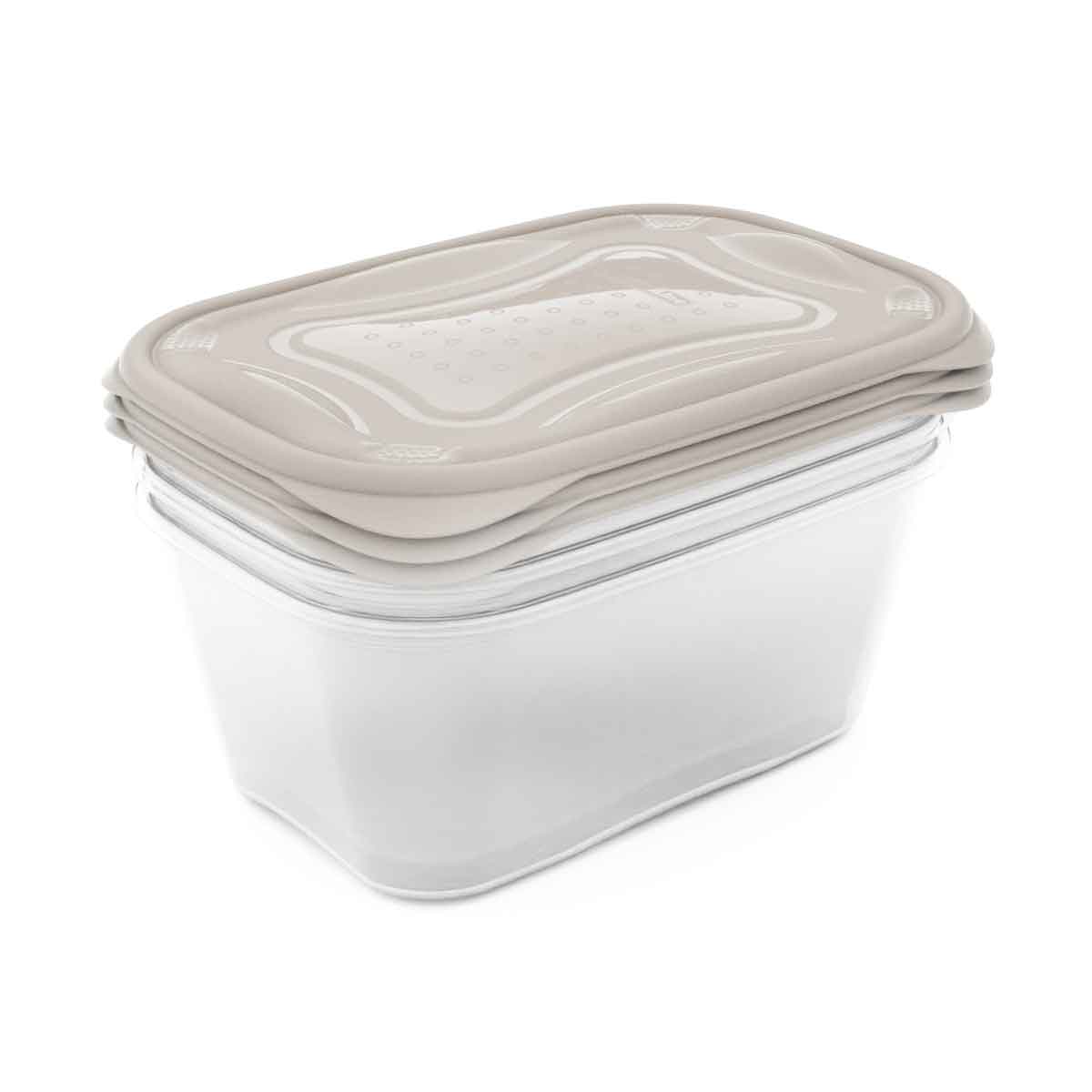 Conjunto de 3 caixas retangulares PRACTICFRESH bege 1,2l