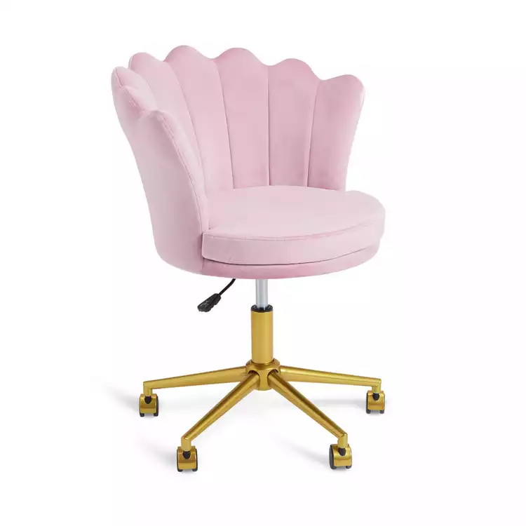 Habitat Georgia Scallop Velvet Chair - Pink
