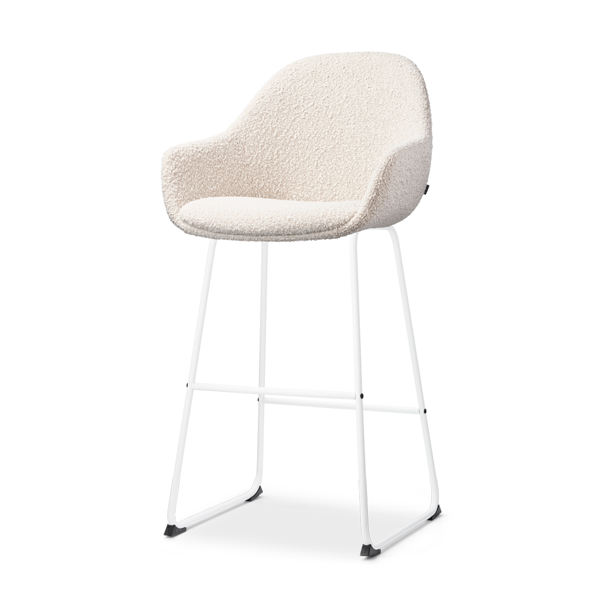 Nolon Nino-Mae Barkruk Bouclé Beige - met Armleuning - Wit - 75 cm