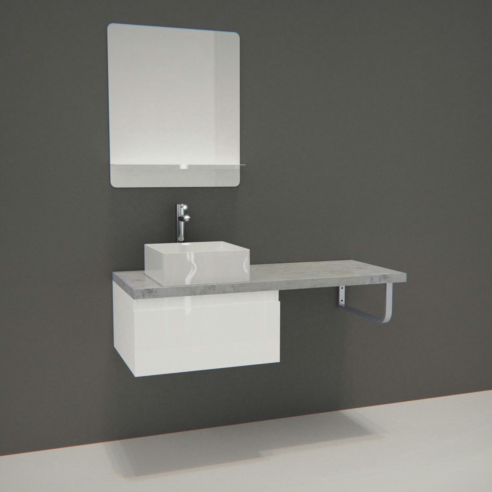 WILL - Meuble de salle de bain suspendu avec vasque et miroir WILL