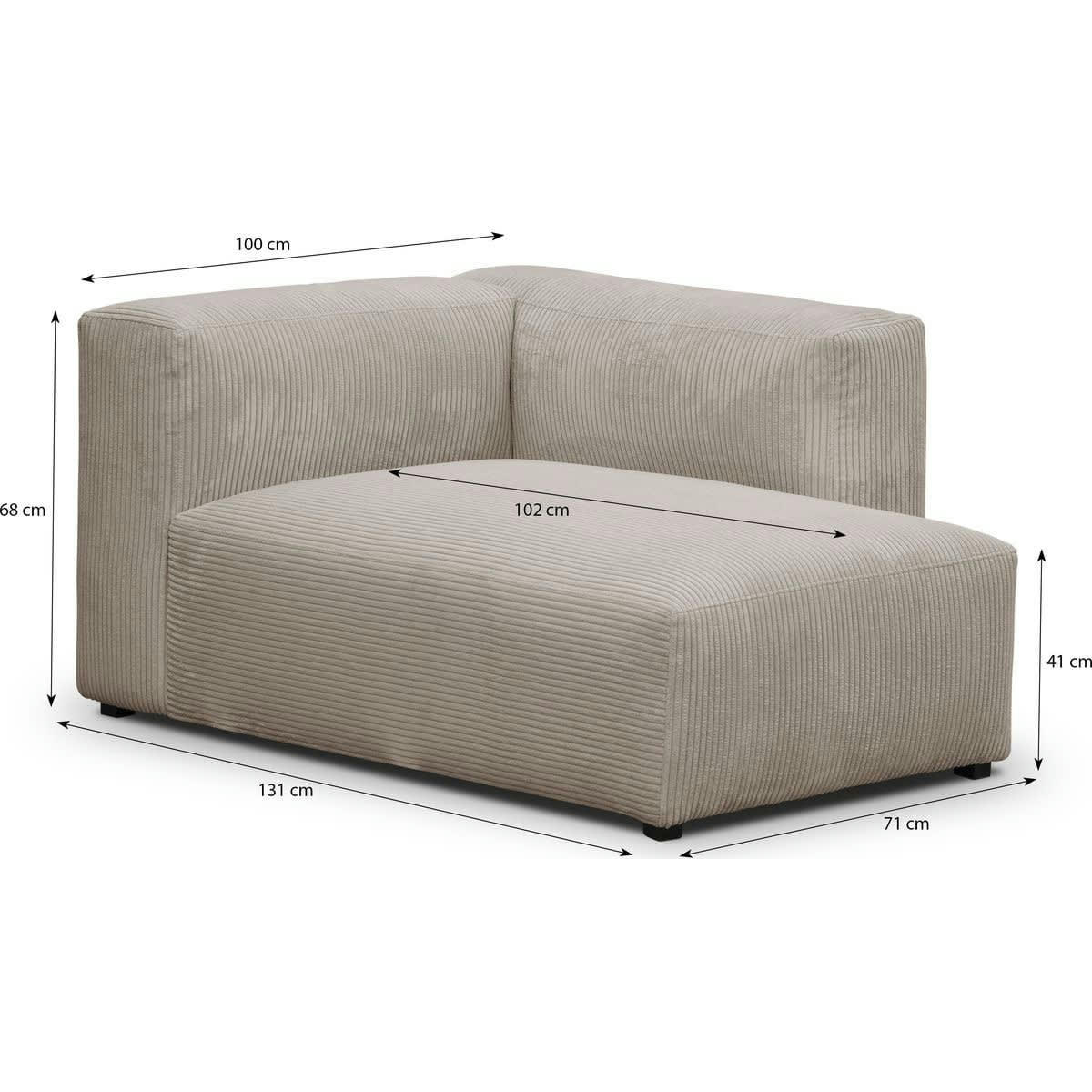 MODULO NEW - Méridienne d'angle à droite modulable en velours côtelé taupe