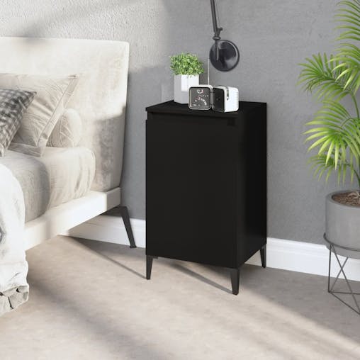 NNEVL Bedside Cabinet Black 40x35x70 cm Engineered Wood