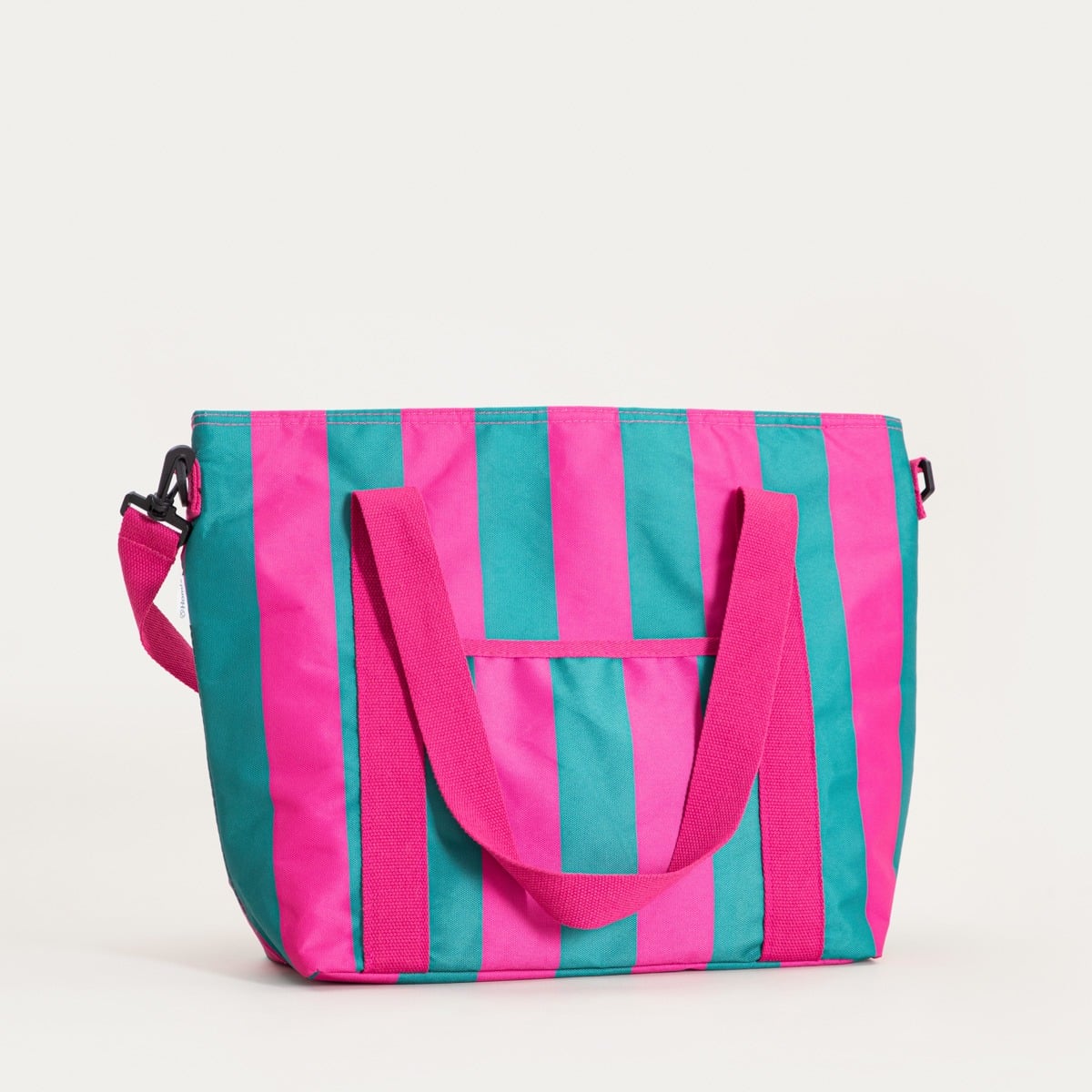 Torba termiczna typu shopper RAYAS w różowo-turkusowe paski 48x14x35cm