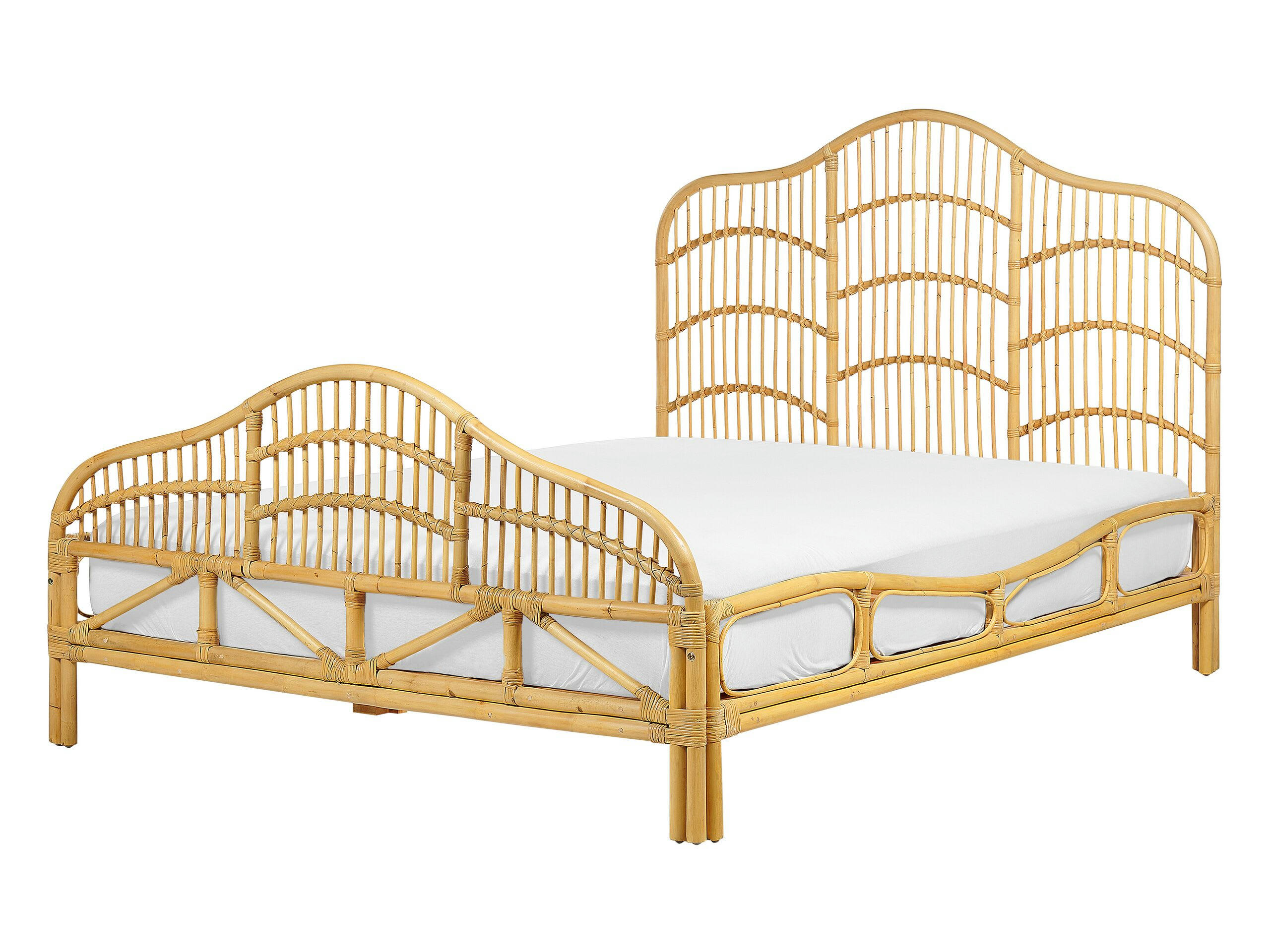 DOMEYROT - Lit double en bois solide bois clair 140x200