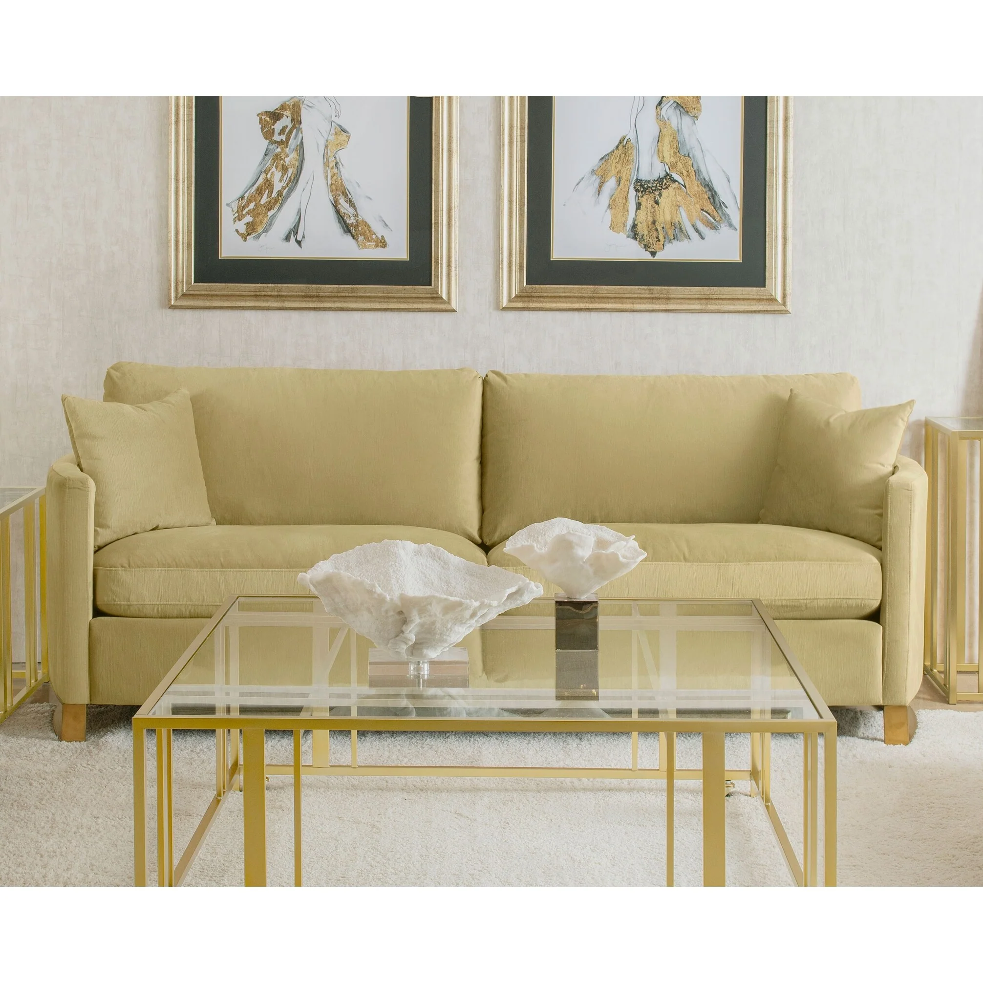 Corliss Upholstered Curved Track Arm Sofa Camel