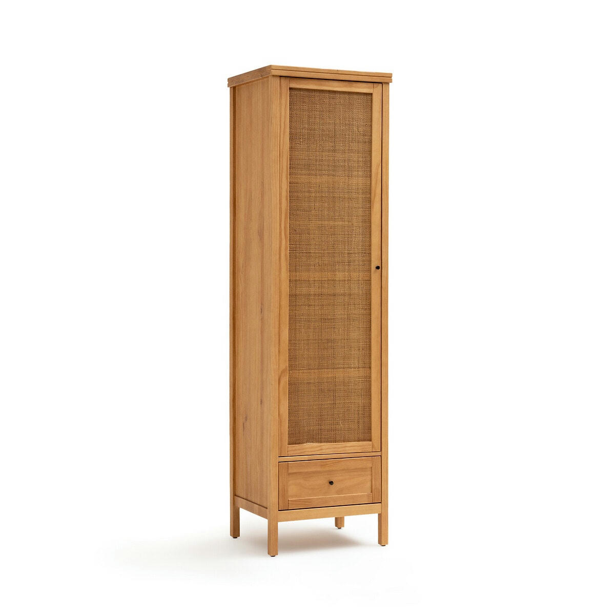 Armoire 1 porte pin massif et cannage, Gabin