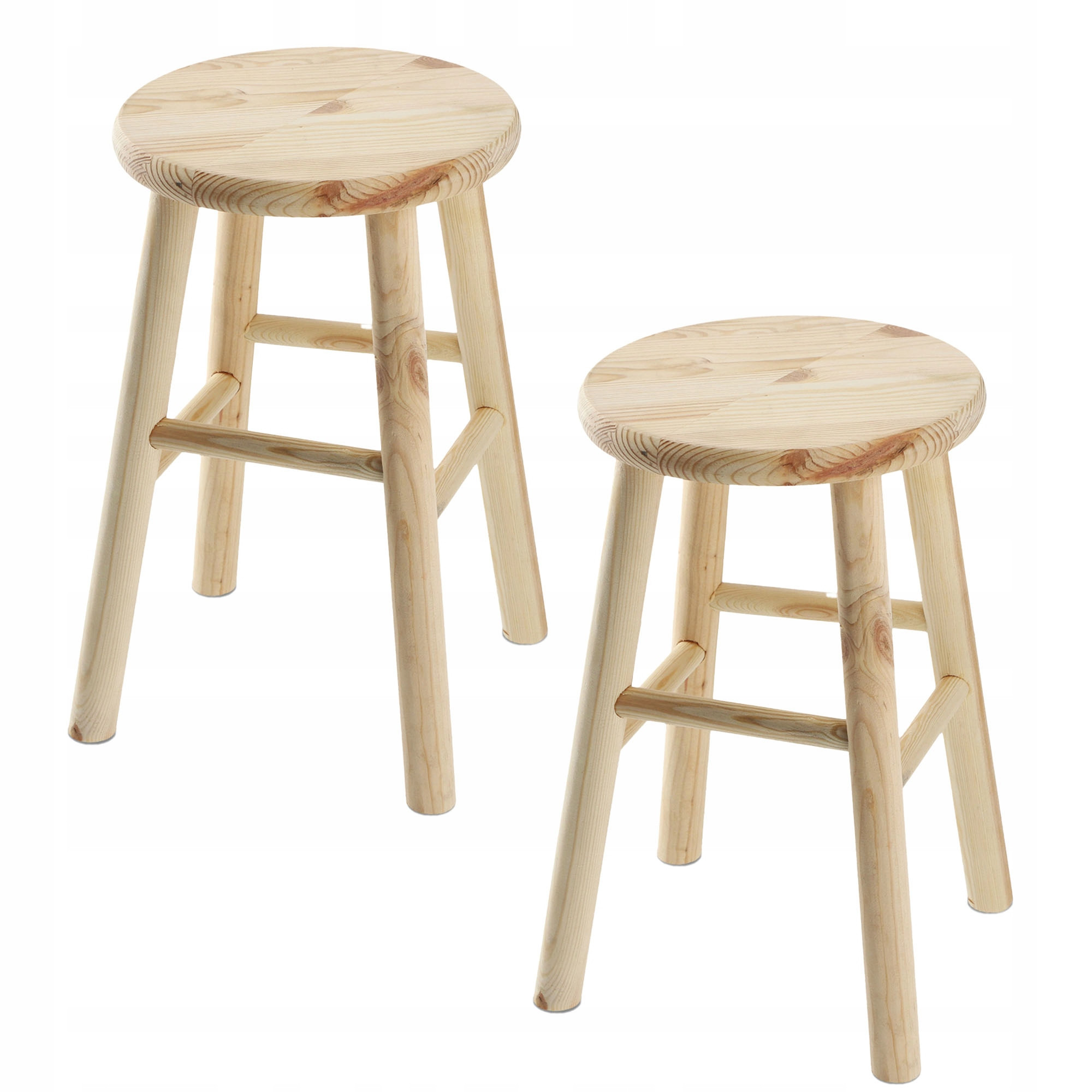 Kadax Taboret Drewniany Stołek Krzesło 46cm 2szt