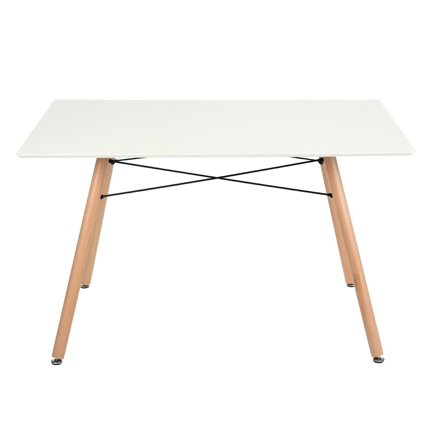- Table à manger blanc rectangulaire scandinave pied en bois 110*70cm