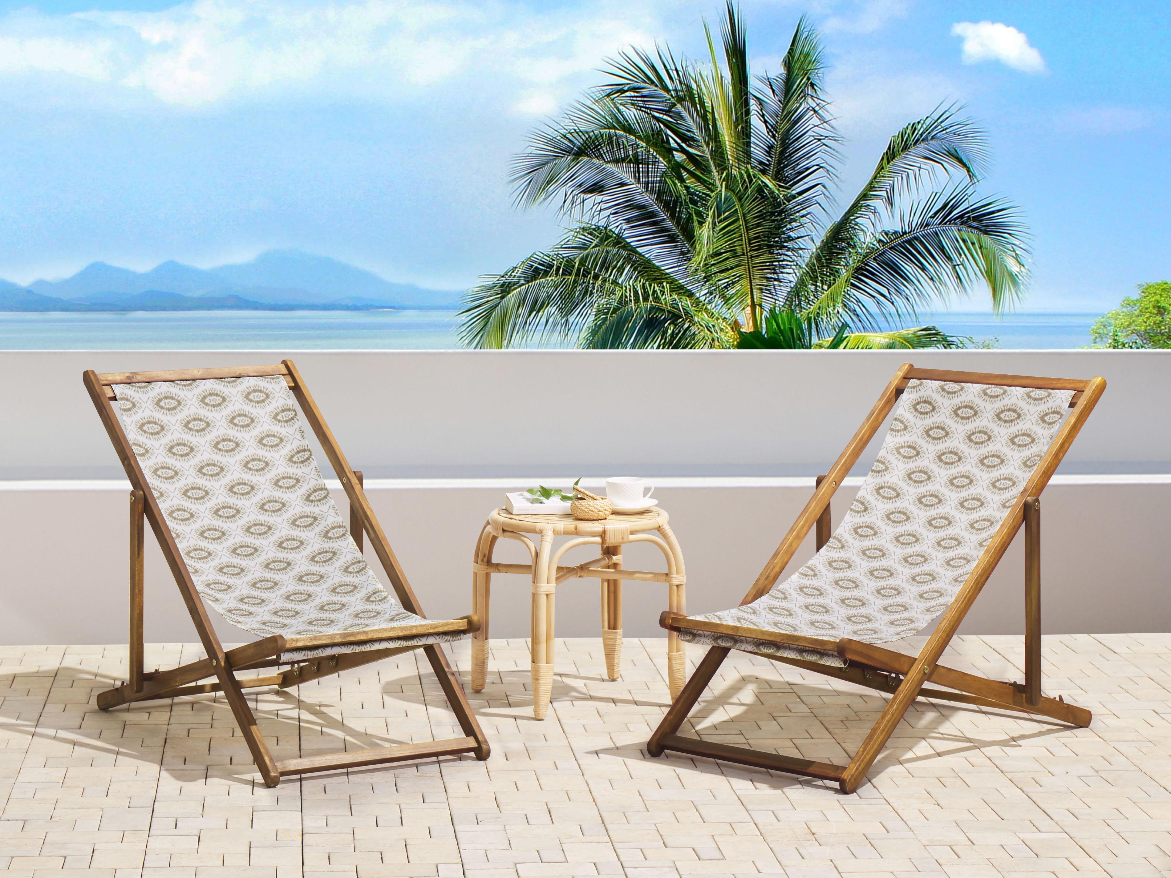 Set of 2 Sun Lounger Replacement Fabrics ANZIO/AVELLINO 113 x 44 cm Sand Beige