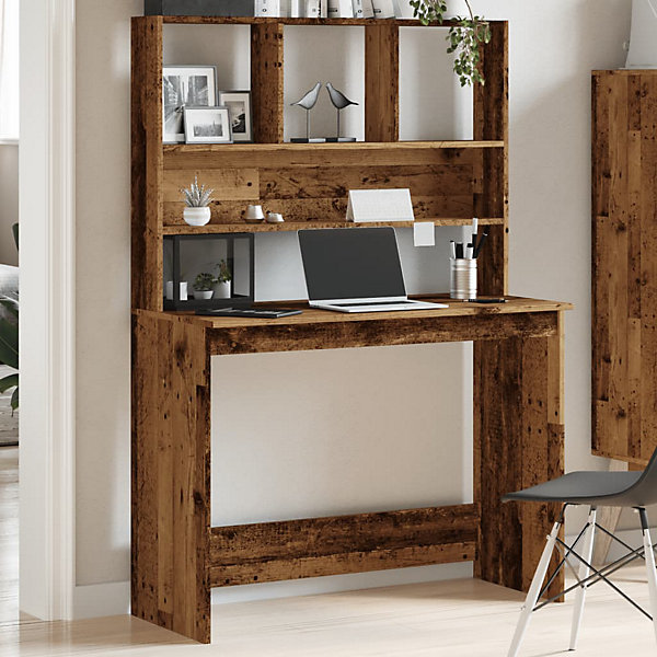 Bureau avec étagères vieux bois 102x45x148 cm bois d'ingénierie vidaXL