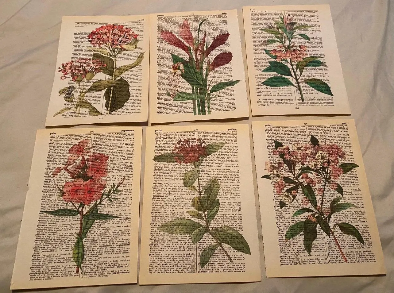 Flower Themed dictionary prints