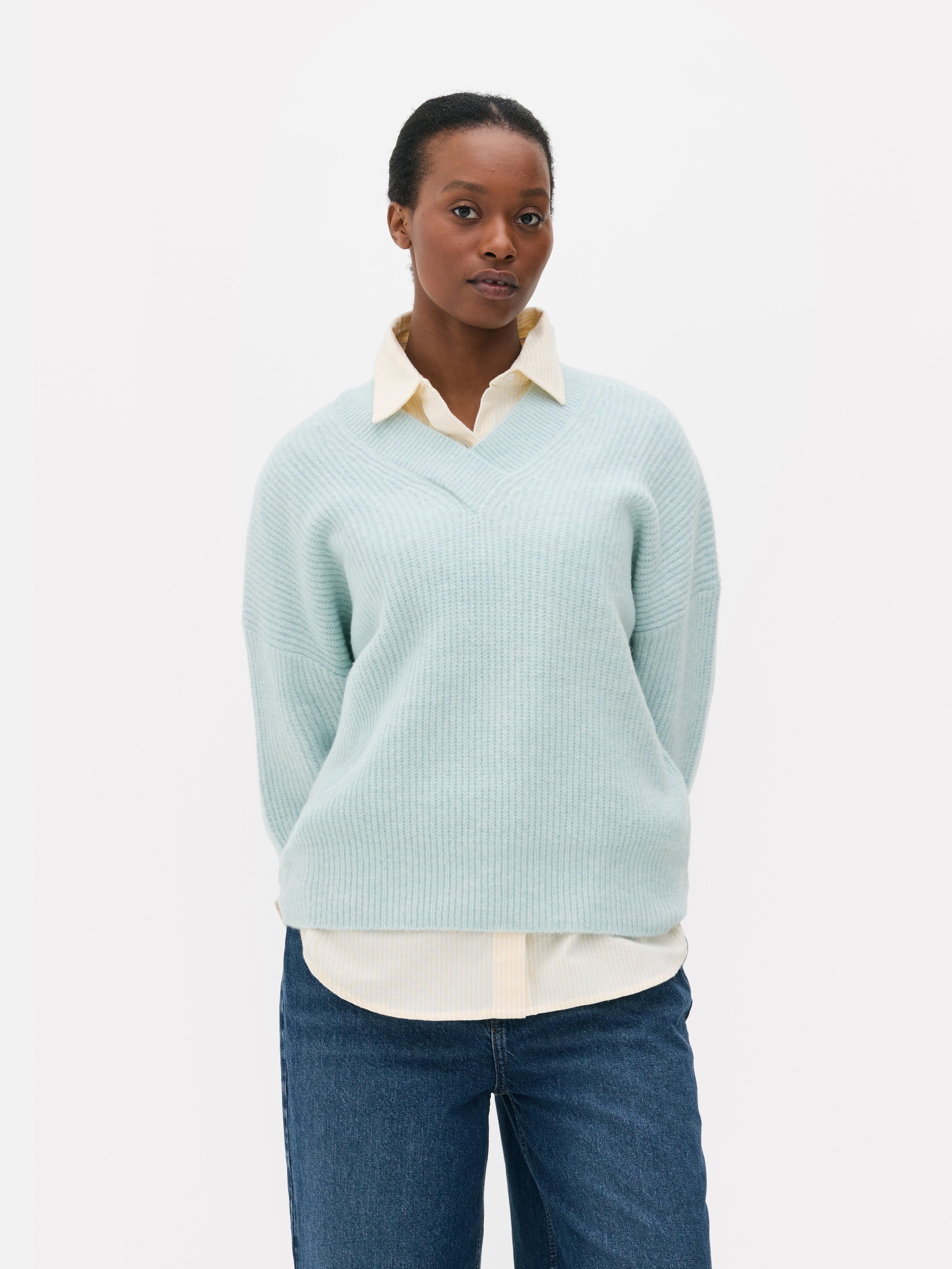 Ribbed V-Neck Sweater